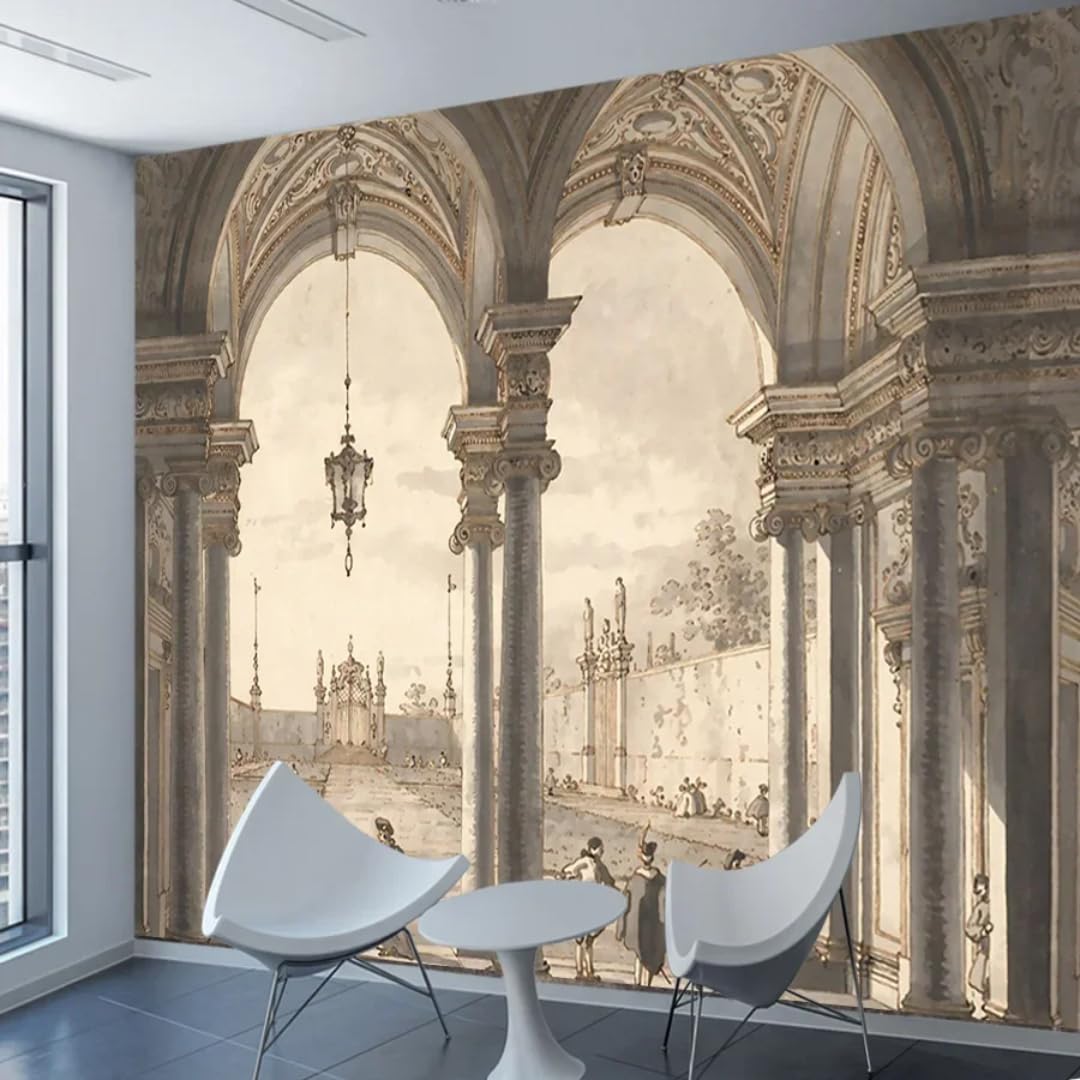 XINRUYI 3D Mural Wallpaper Ancient European Arch Architecture Wallcovering Art Stickers Bedroom Living Room Decoration