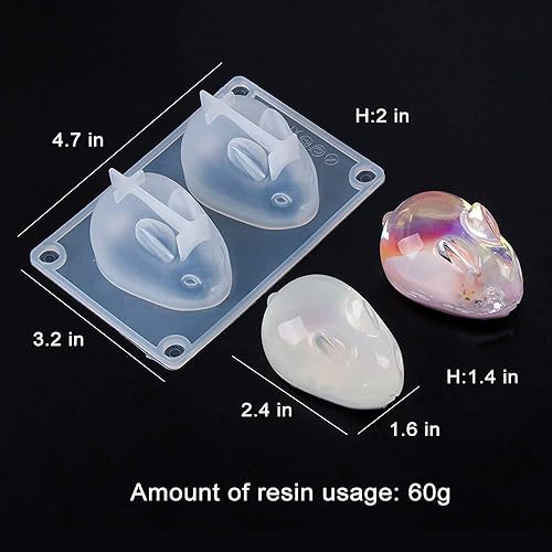 Miniatura 2 de 4 Piezas 3D Conejo Silicona Resina Molde Conejo de Pascua Silicona Epoxy Resina Moldes de Fundición DIY Jabón Vela Yeso Hacer Molde Chocolate Candy