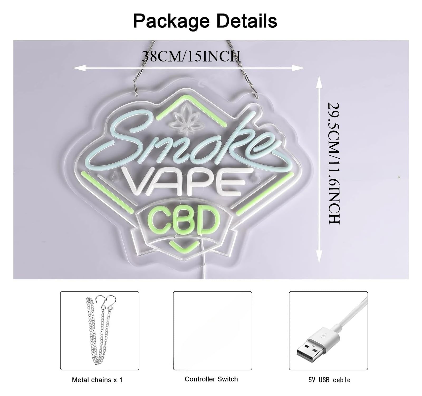 néon signe Panneau Néon"Smoke And Vape Shop"USB, Lumière LED À Intensité Variable, Pour Pub, Bar, Décoration De Vente Au Détail 38X29.5cm