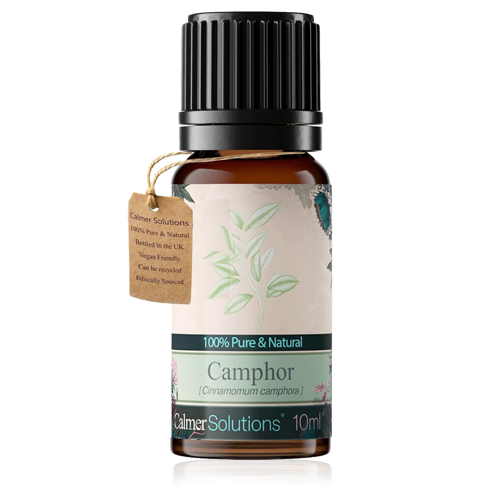 Calmer Solutions Camphor Essential Oil 10ml - 100% Pure & Natural Steam Distilled Cinnamomum Camphora Aromatherapy Oil - UK Made Fresh Herbal Essential Oil for Diffuser, Oil Burners & Home Fragrance