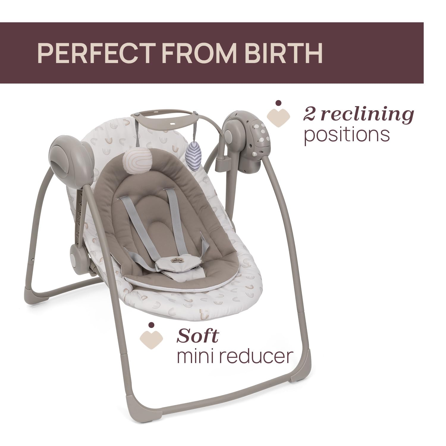 Chicco Swing&Play Columpio Eléctrico para Recién Nacidos 0 Meses+, 5 Velocidades de Balanceo, Melodías Relajantes, Plegable, Compacto y Ahorra Espacio, Respaldo con 2 Posiciones, 0 Meses — view 3