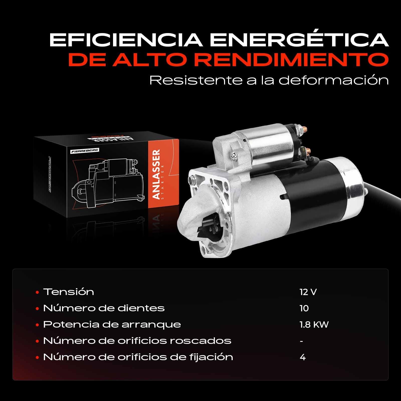Frankberg Motor de arranque para automóvil Diesel 1,8 KW/12 V/10 dientes