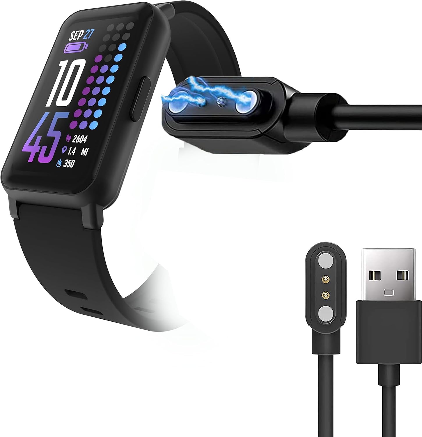 Lamshaw Compatible with iTouch Active 4 Charger, USB Magnetic Charging Cable Compatible with iTouch Active 4 Smartwatch (Black)