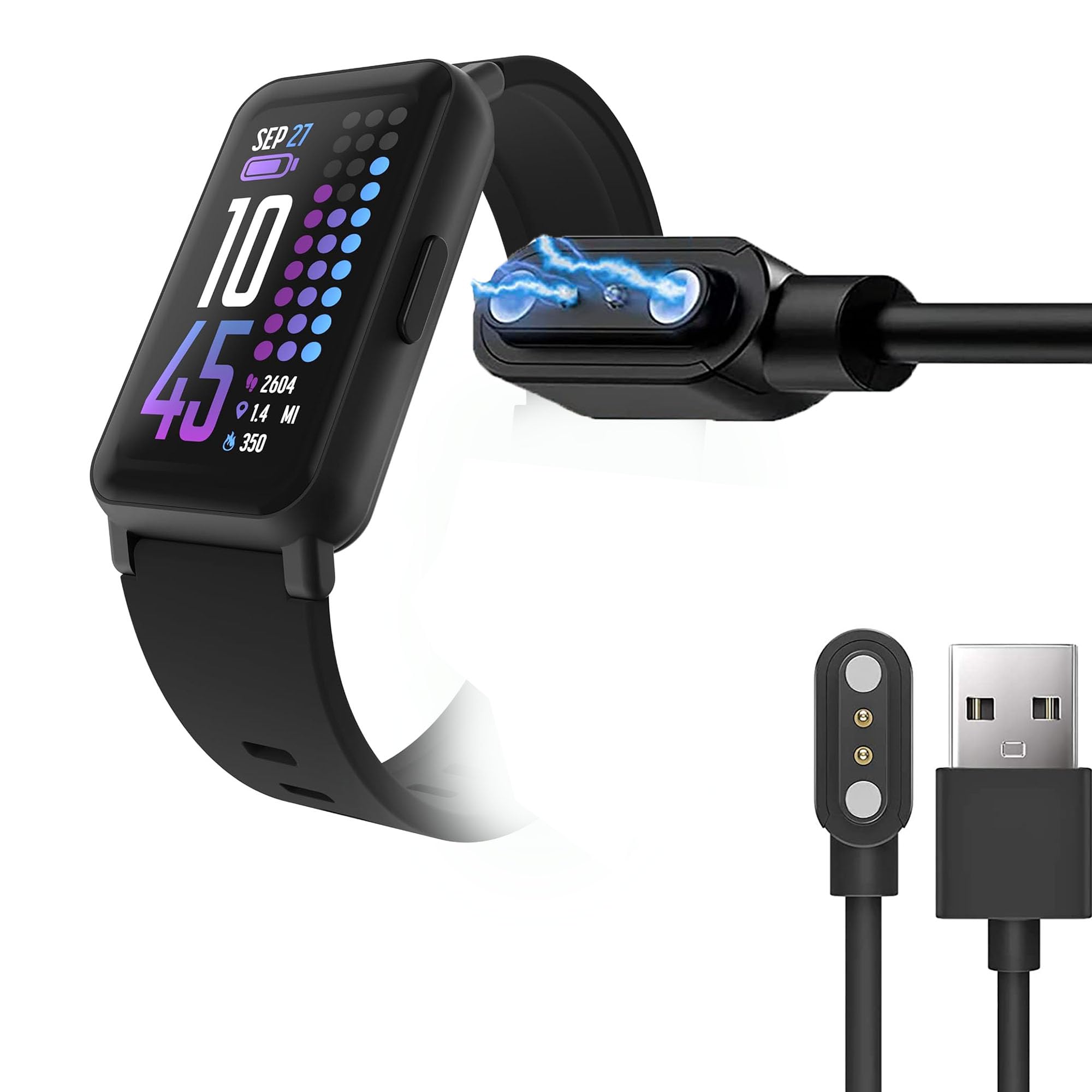 Lamshaw Compatible with iTouch Active 4 Charger, USB Magnetic Charging Cable Compatible with iTouch Active 4 Smartwatch (Black)