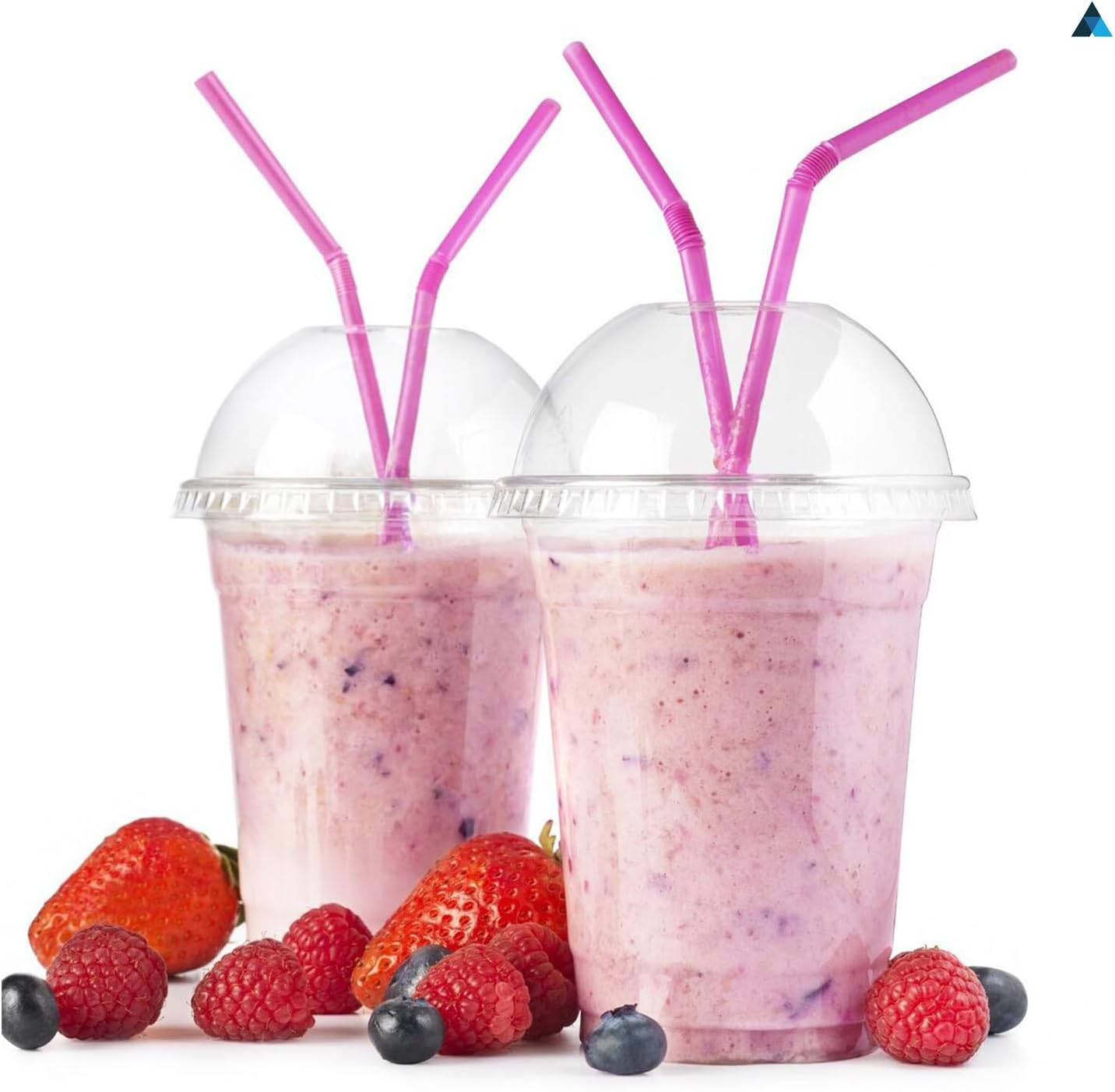 Strong Smoothie Cups with Dome Lids 12oz 50pcs for Smoothies, Milkshakes & Thick Drinks Recyclable and Reusable(345ml)