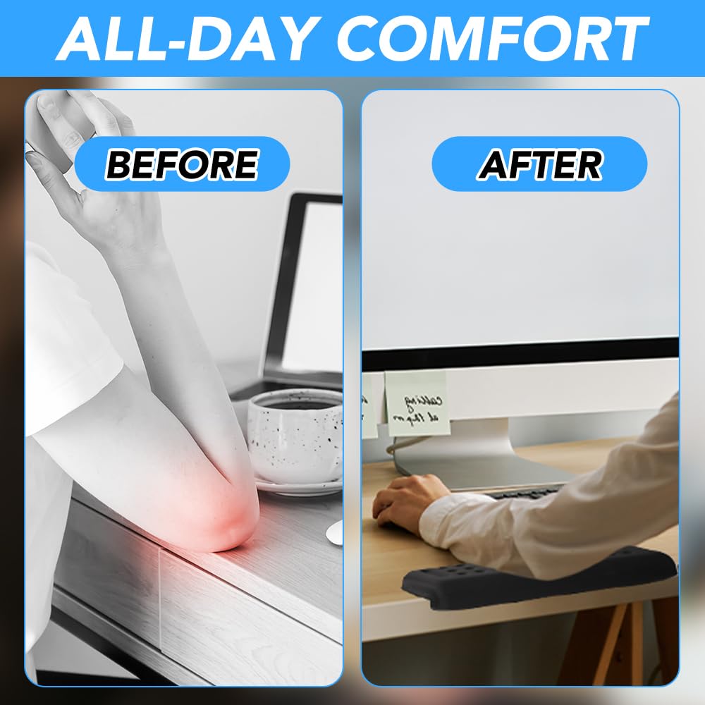 Coderas de escritorio en forma de L, 2 coderas, reposamuñecas en forma de L con almohadillas ergonómicas para mouse, codos de espuma viscoelástica, almohadillas de apoyo para palma, muñeca y
