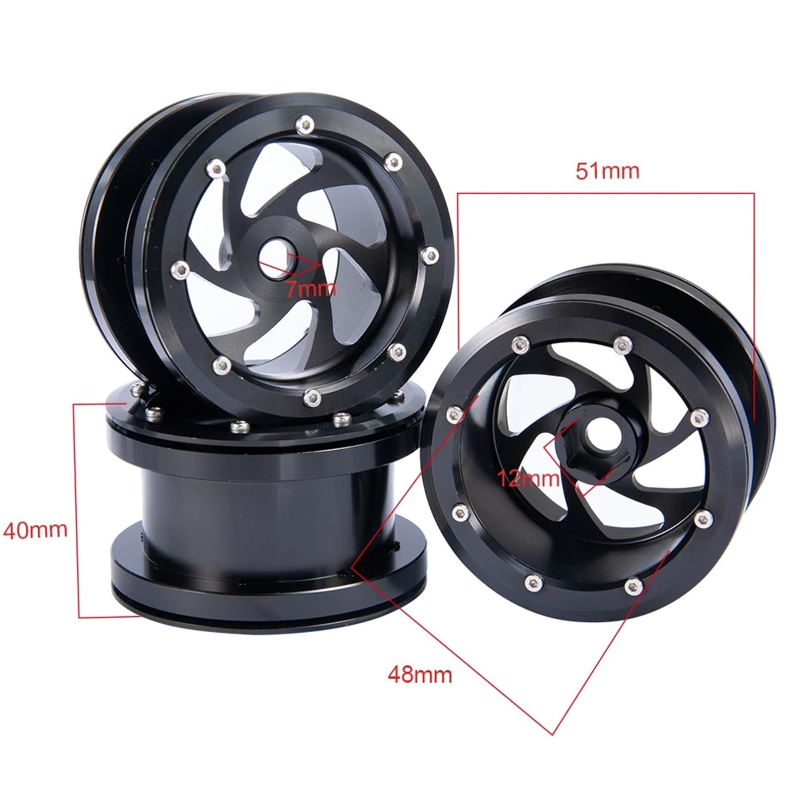 Per Axial Per Wraith 90018 1/10 Rc Crawler Auto Parti Aggiornamento Metallo 2. Pollici 40 Millimetri Larghezza Beadlock Cerchioni Mozzi Ricambi Modellini RC