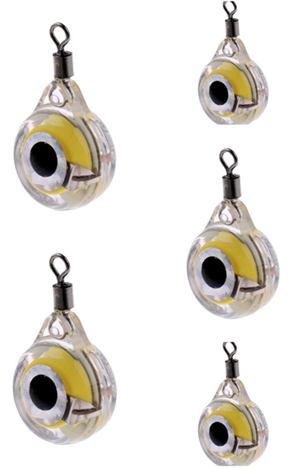 5pcs Deep Sea Fishing Lures Kit LED Lighted Bait Flasher Saltwater Freshwater Bass Halibut Walleye Lures Attractant Offshore Universal Creative (Single Eyes)