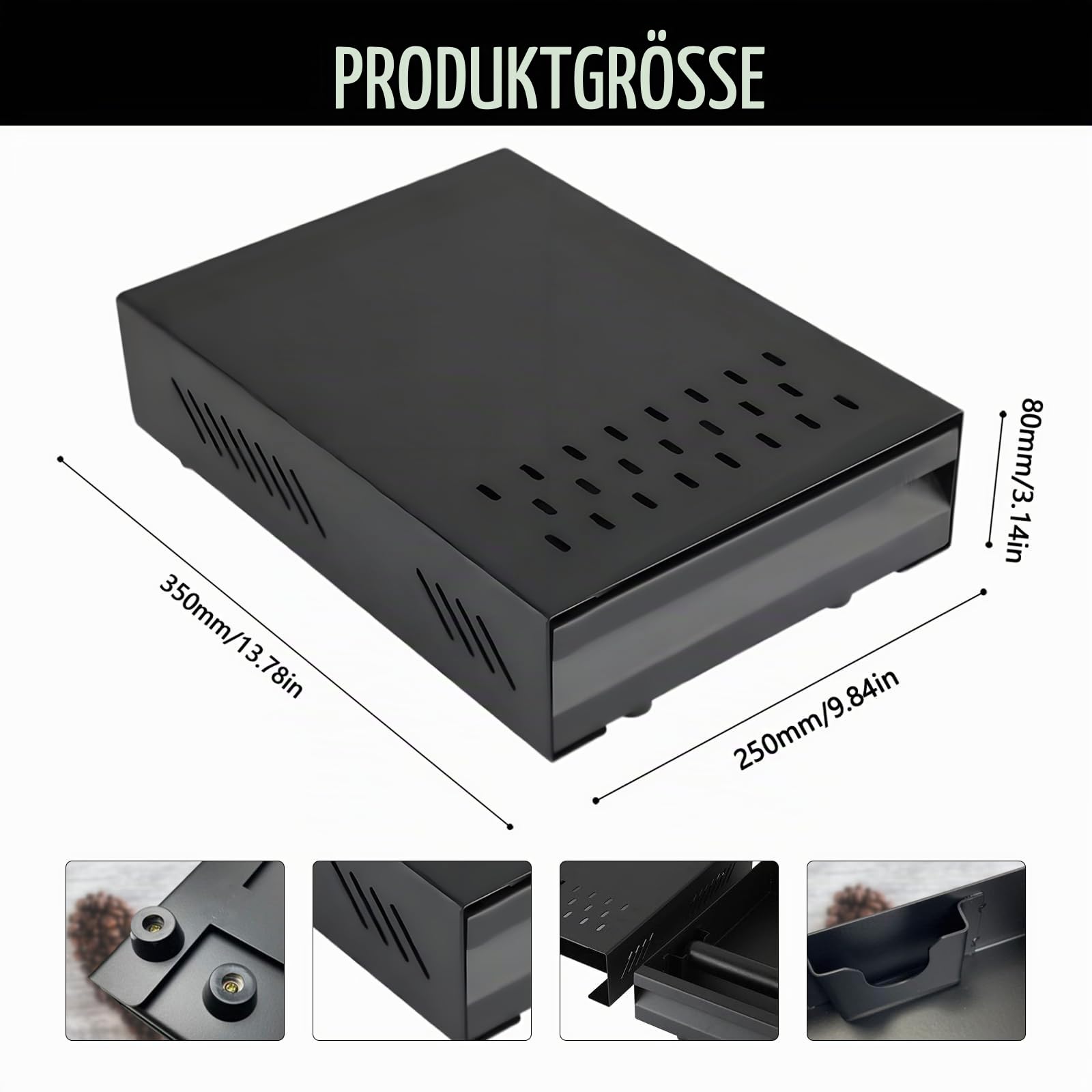 Kaffeesatz Abklopfbehälter für Siebträger, 35 x 25 x 8 cm Edelstahl Knock Box für Espresso Siebträgermaschine Kaffeemühle Siebträger Groß Sudschublade für Café Wohnen
