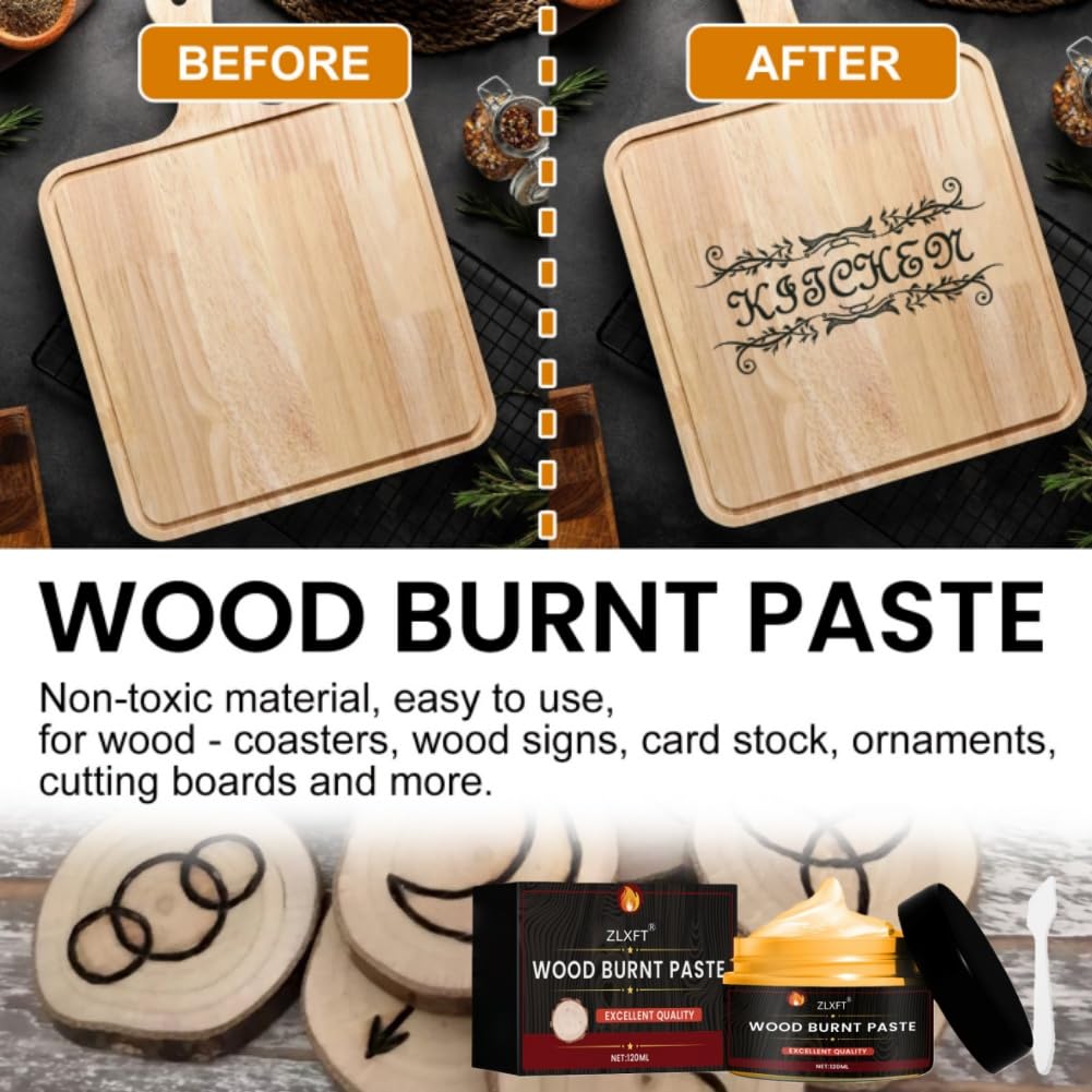 Gel à Combustion du Bois,2pcs Pâte de Combustion du Bois,Torch Paste Burning Wood,Pâte Torche Brûlante,Gel pour Brûler Le Bois avec Scoop,Torch Paste Bois,Gel pour Brûler Le Bois