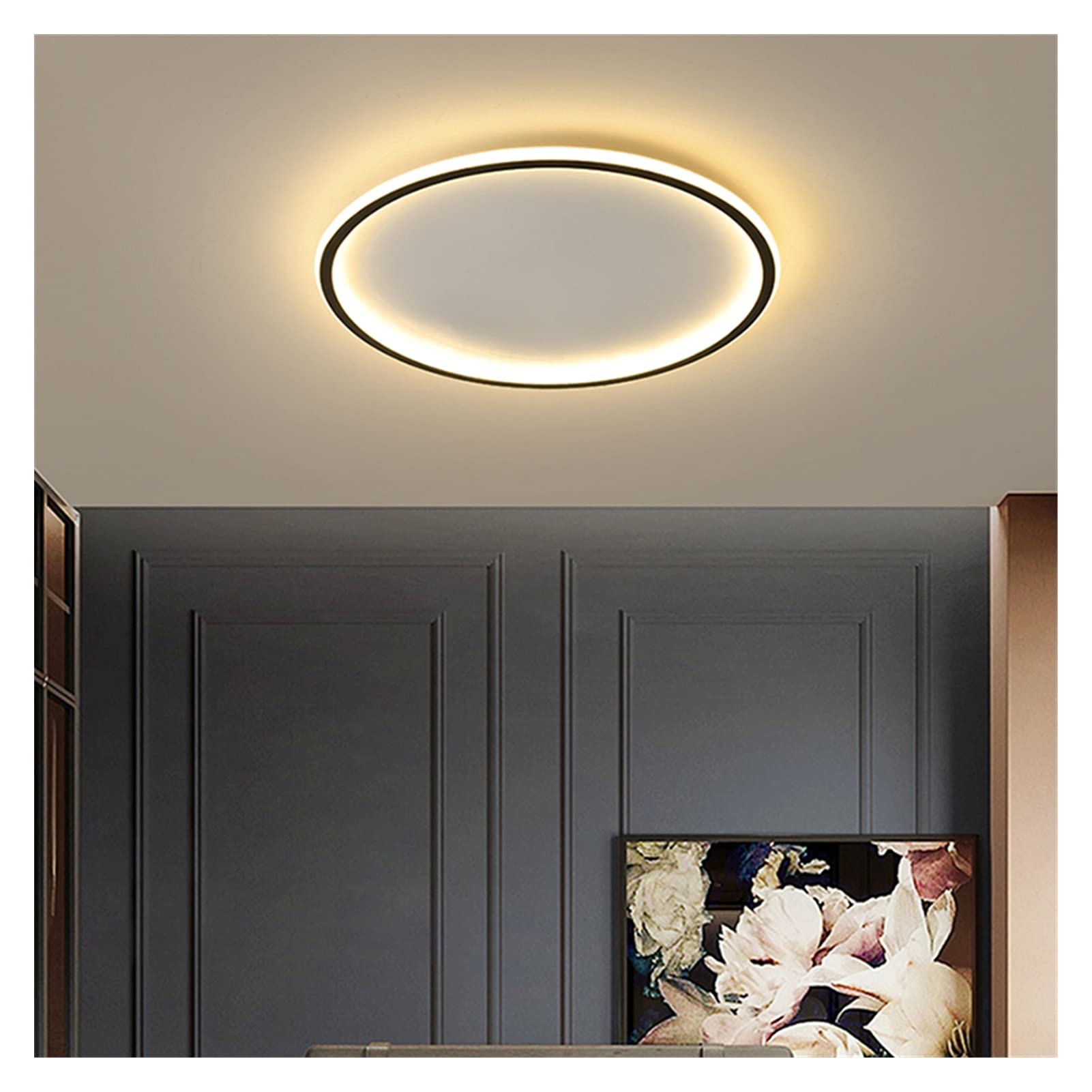 CUNTO Lampadario moderno a LED, plafoniere moderne a LED compatibili con soggiorno, camera da letto, telecomando + app Plafoniere a LED quadrate/rotonde, lampadario moderno a LED, luci da parete
