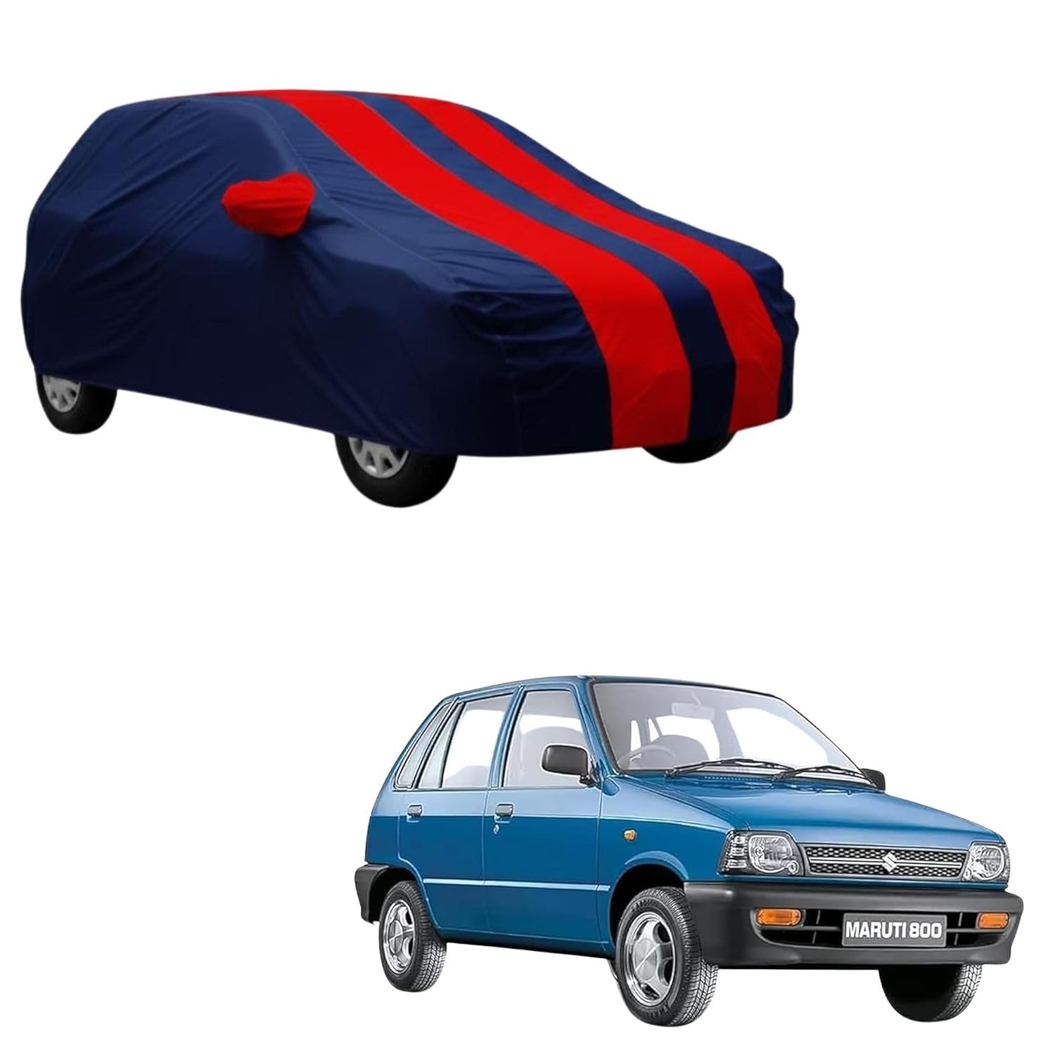 RSP AARVIK Waterproof Car Body Cover Compatible with Mirror for Maruti Suzuki 800 with Long Lasting Durable Material Triple Stitched Elastic (2006-2025) Year Models (Red Stripe)-picture-31