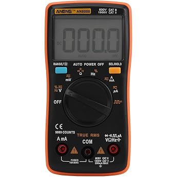 Digital Multimeter AN8008 AC-DC Voltmeter with Automatic Range Selection Electronic Ohm/Volt Voltage Current Meter Multi-Tester Diode Continuity Tester Meter with Backlight