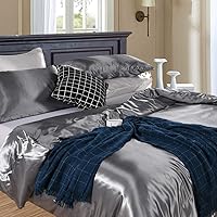 Vista 7 de Erosebridal - Juego de cama de satén de seda, reversible, funda de edredón para luna de miel, lujoso, suave, ligero, cepillado, para decoración