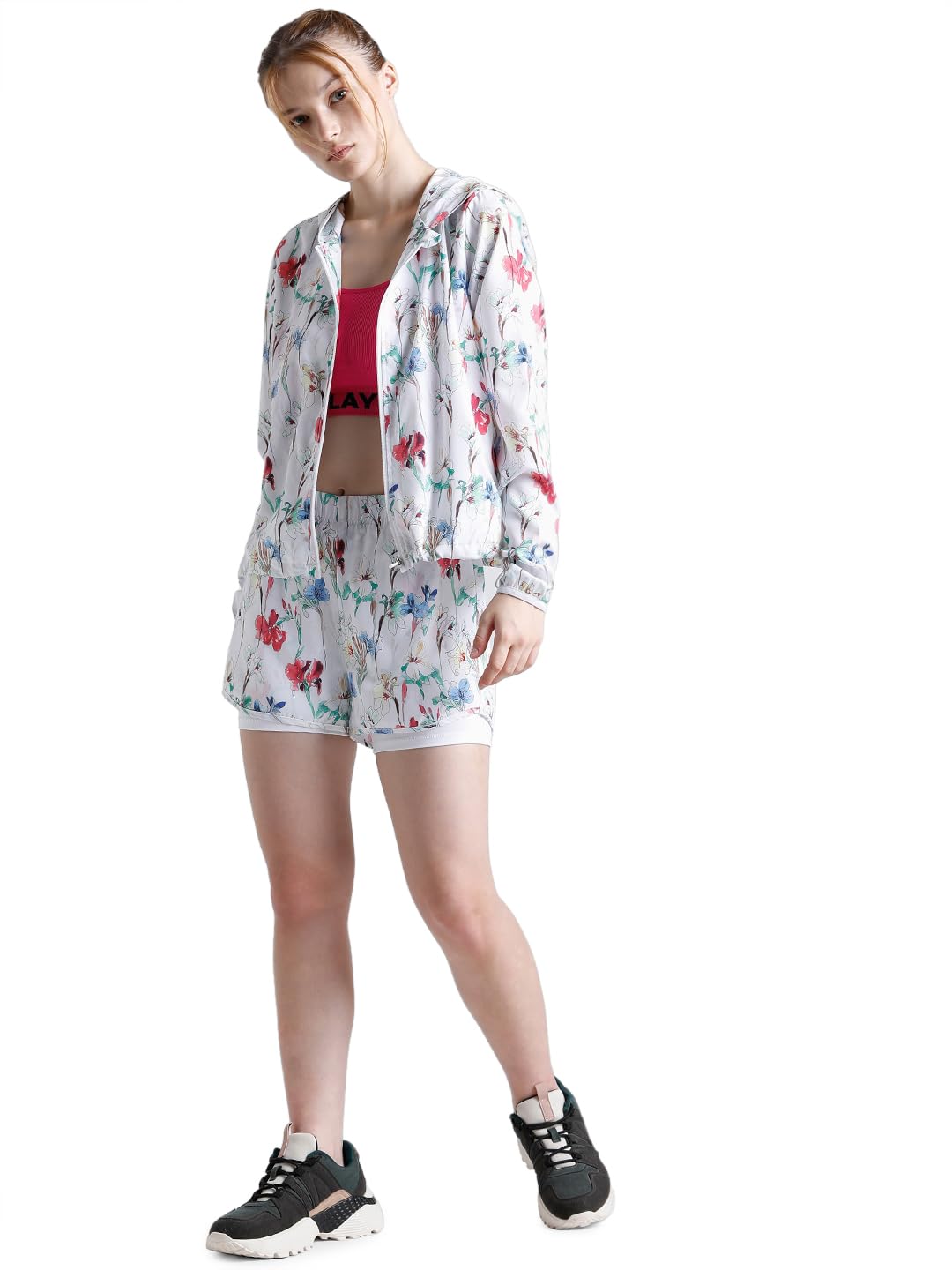 ONLY Floral Longline Training or Gym Open Front Jacket