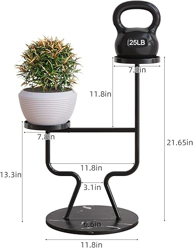 Miniatura 3 de Moderno soporte de metal para plantas de interior, soporte de flores de 2 niveles con base de mármol, estante alto para macetas de niveles para sala