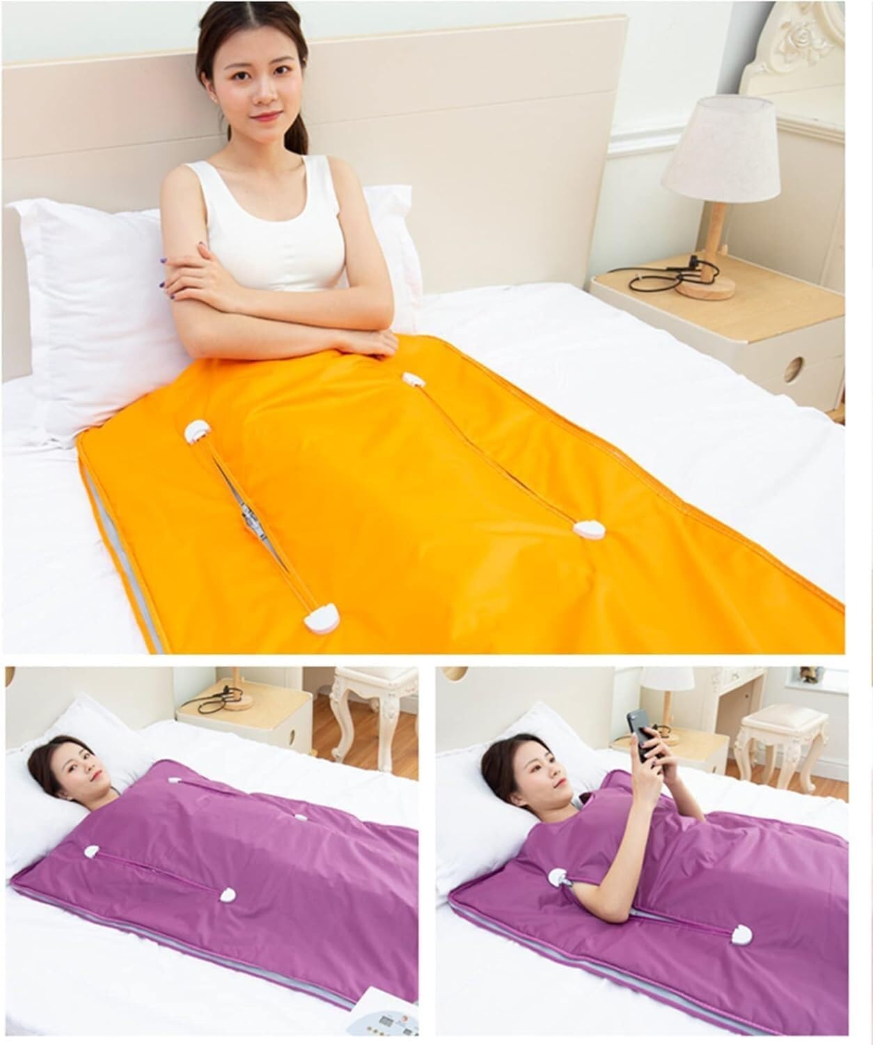 Manta de sauna portátil para pérdida de peso, moldeador personal para quemar grasa para mujeres, desintoxicación manos libres en casa (rosa)
