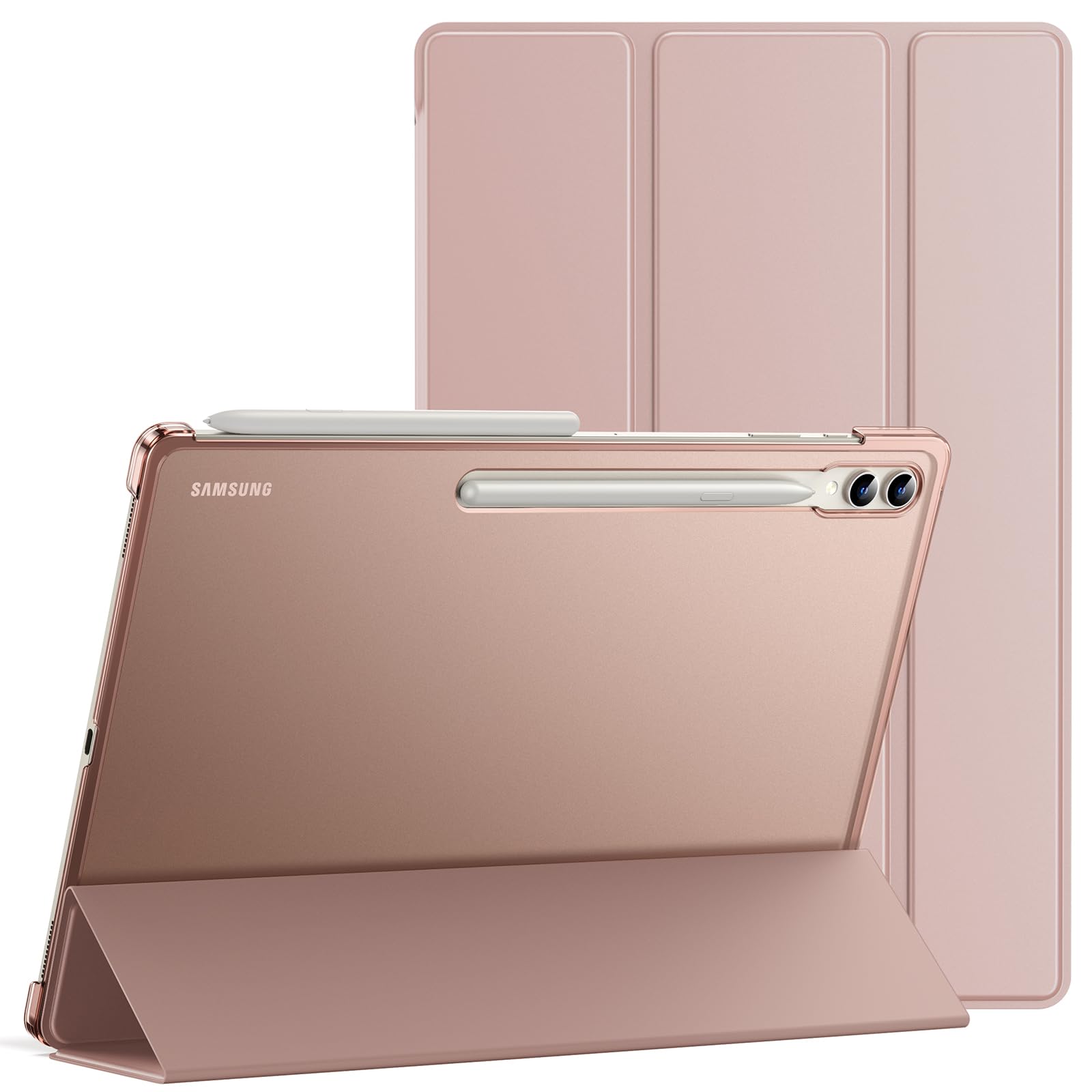 JETech Case for Samsung Galaxy Tab S10 Ultra/Tab S9 Ultra 14.6-Inch, Translucent Back Tri-Fold Stand Protective Tablet Cover, Support S Pen Charging, Auto Wake/Sleep (Rose Gold) (B0CCR9YZXV) Amazon Price History, Amazon Price Tracker