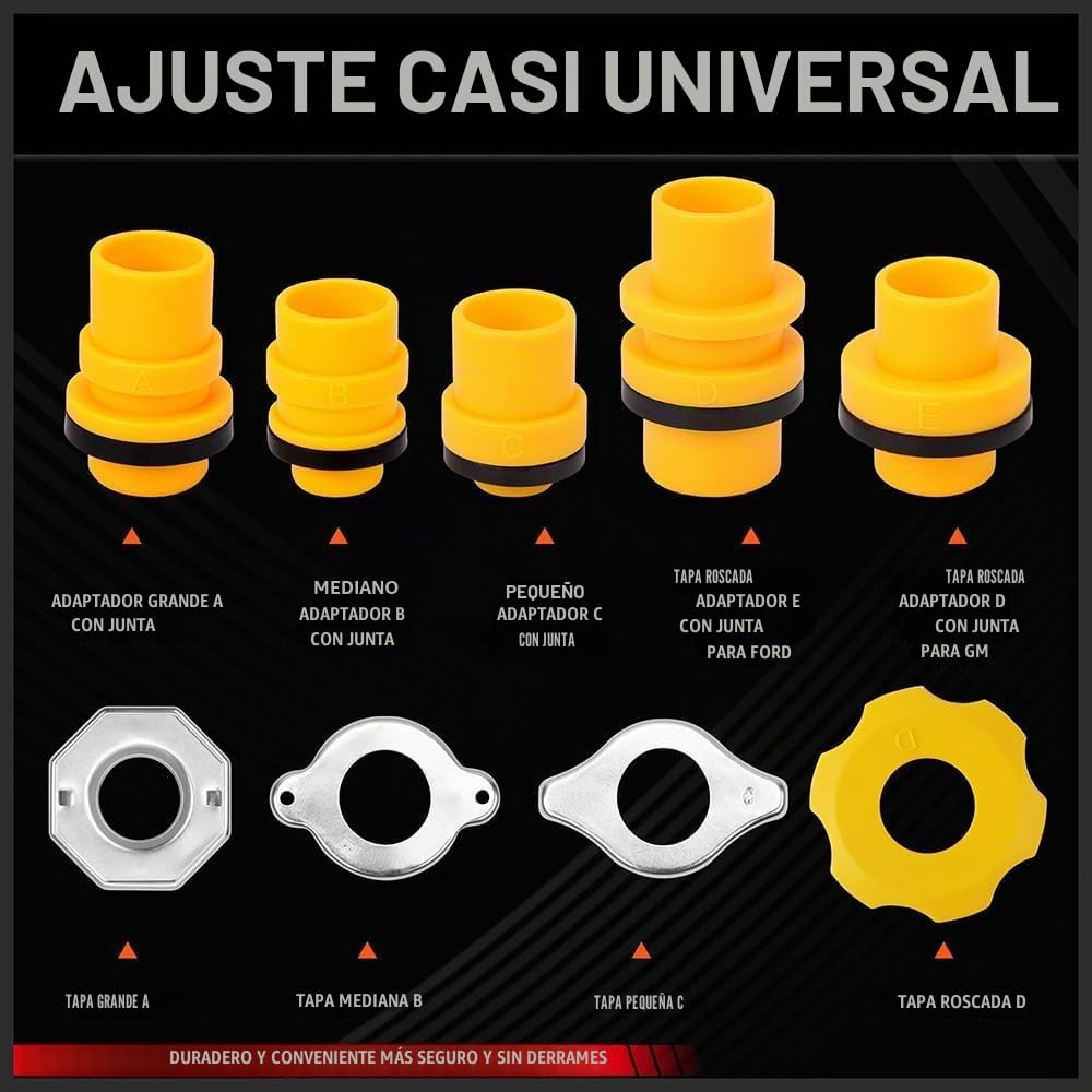 EINESIN Kit Embudo Antiderrames Refrigerante, Set 15 Piezas para Líquidos/Aceite, Acceso Radiadores Difíciles, Adaptadores Universales Vehículos