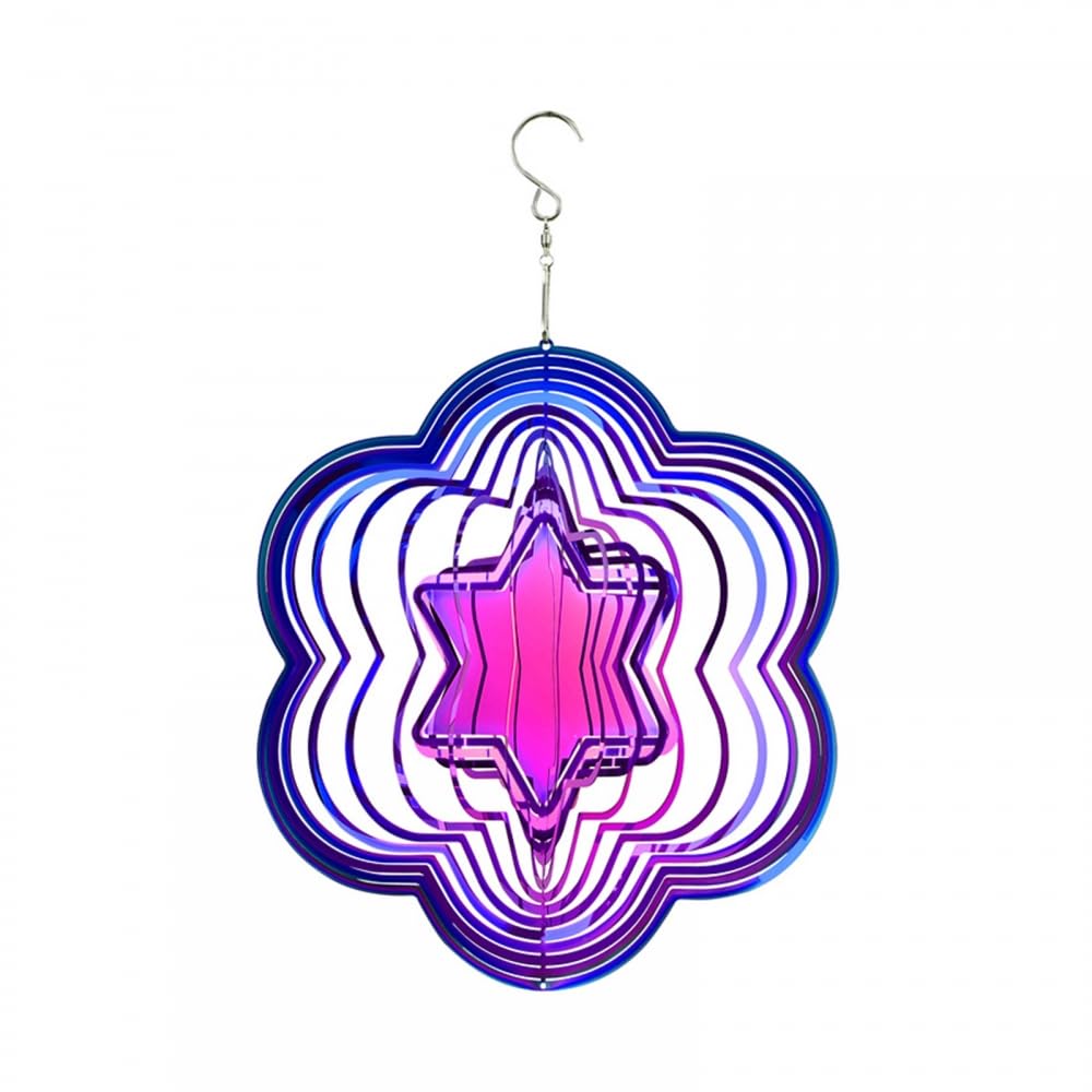 Mioyoow Color Wind Spinner, 3D Rotating Stainless Steel Wind Spinners Mirrored Flowing Wind-Chime With Hook For Garden Yard Home Decoration