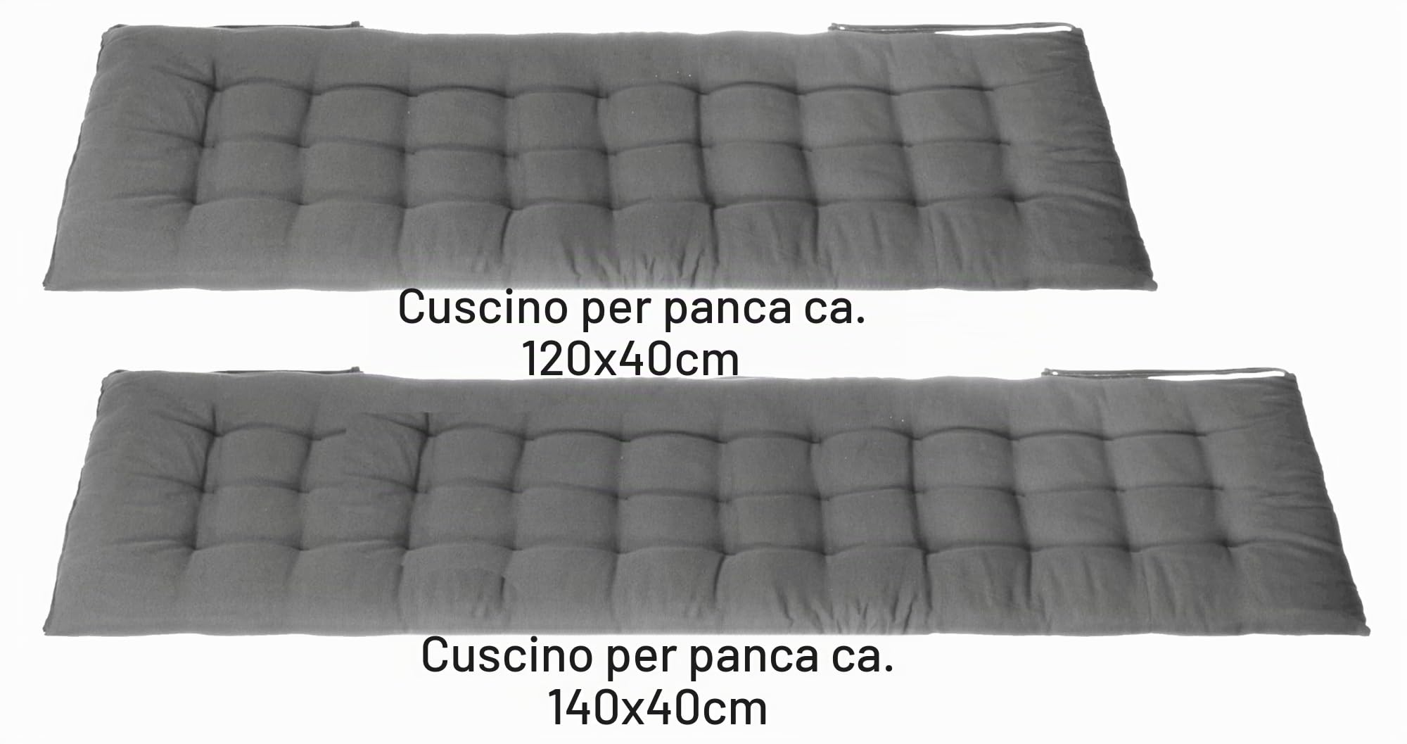 Brandsseller Cuscino da Banco 140x40x4 cmCuscino da seduta Imbottitura per Panca con Cinghie di Fissaggio Cuscino da seduta trapuntato per interni ed esterni - Grigio Chiaro