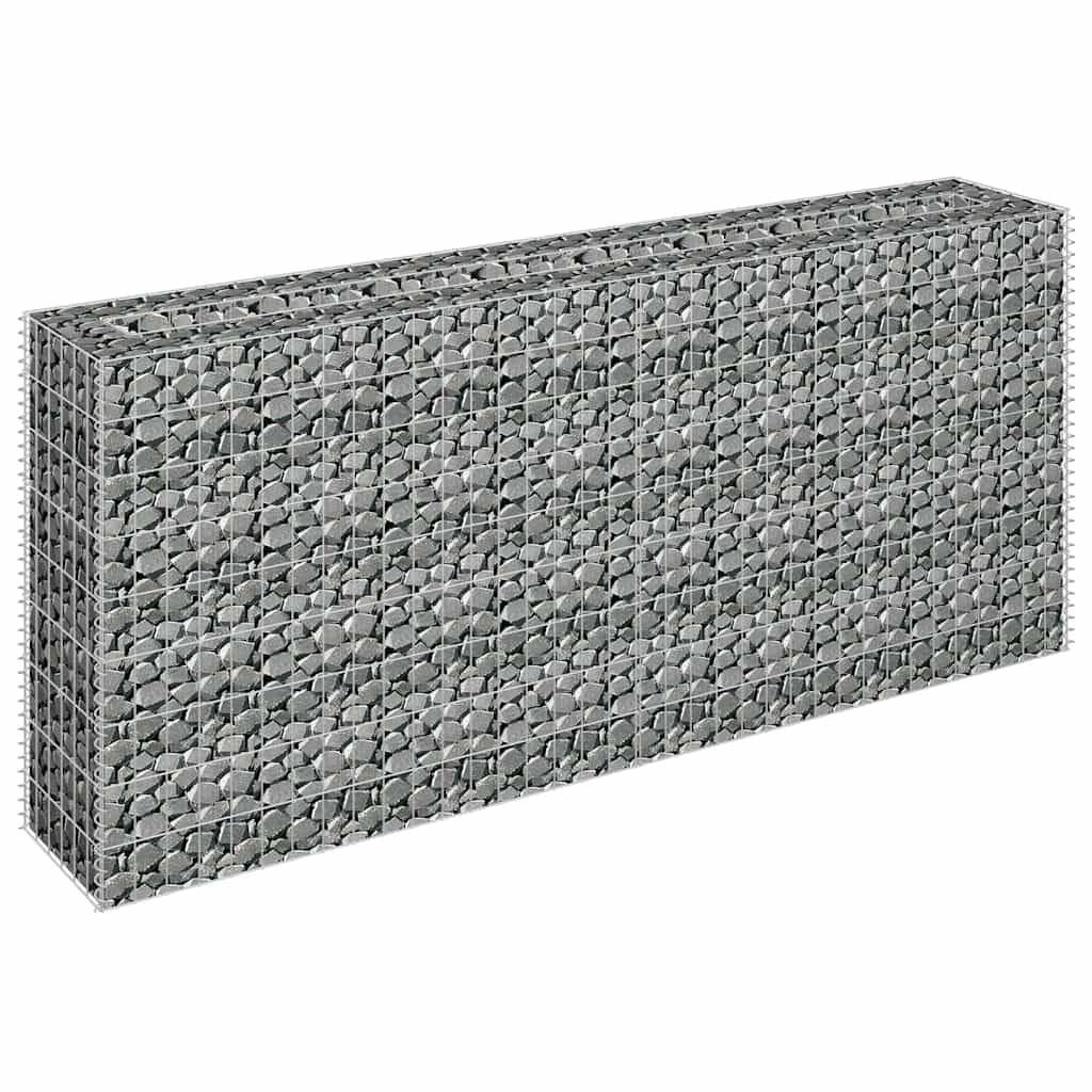 Gabiony podwyższona grządka z ocynkowanej stali, srebrna, 180 x 30 x 90 cm, kosz druciany o wymiarach oczek 10 x 5 cm, do ogrodu, na taras, balkon, jako naczynie na rośliny i dekoracja