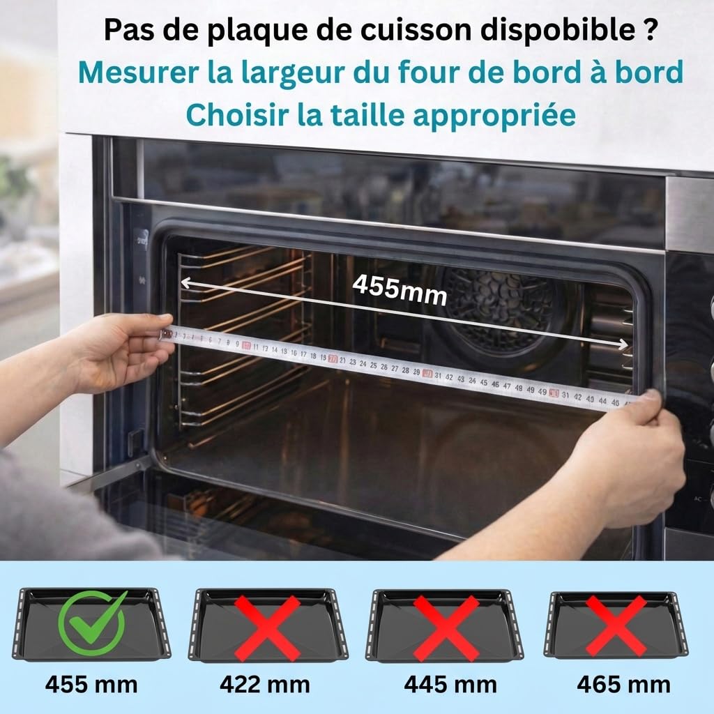 ICQN Plaque de Four Émaillée 45,5x37,5x3 cm, Compatible avec Bosch, Siemens, Constructa, Lèche-frite Standard pour Four