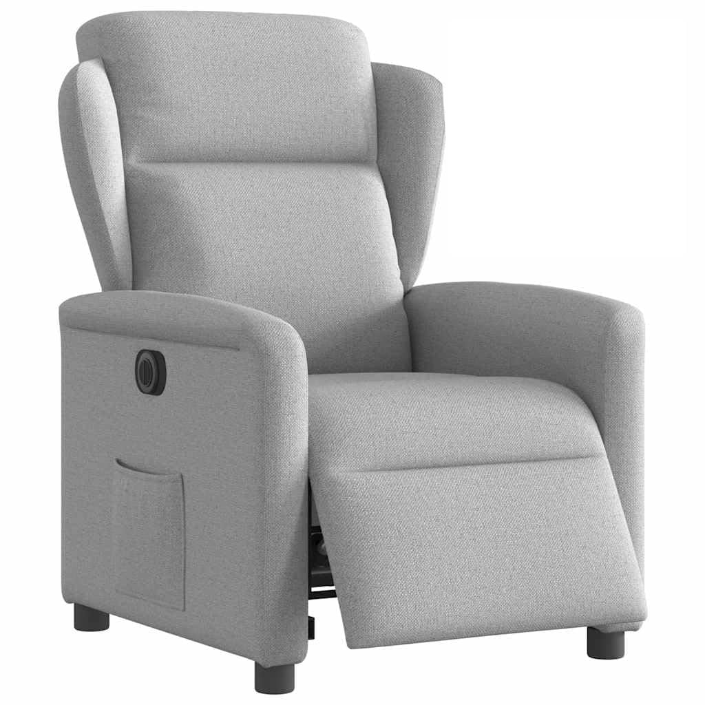 Fauteuil inclinable électrique Gris Nuage Tissu, Fauteuil Lounge intérieur Confortable avec Moteur électrique, Dimensions 78x95x100 cm, Chaise Longue Salon et Chambre