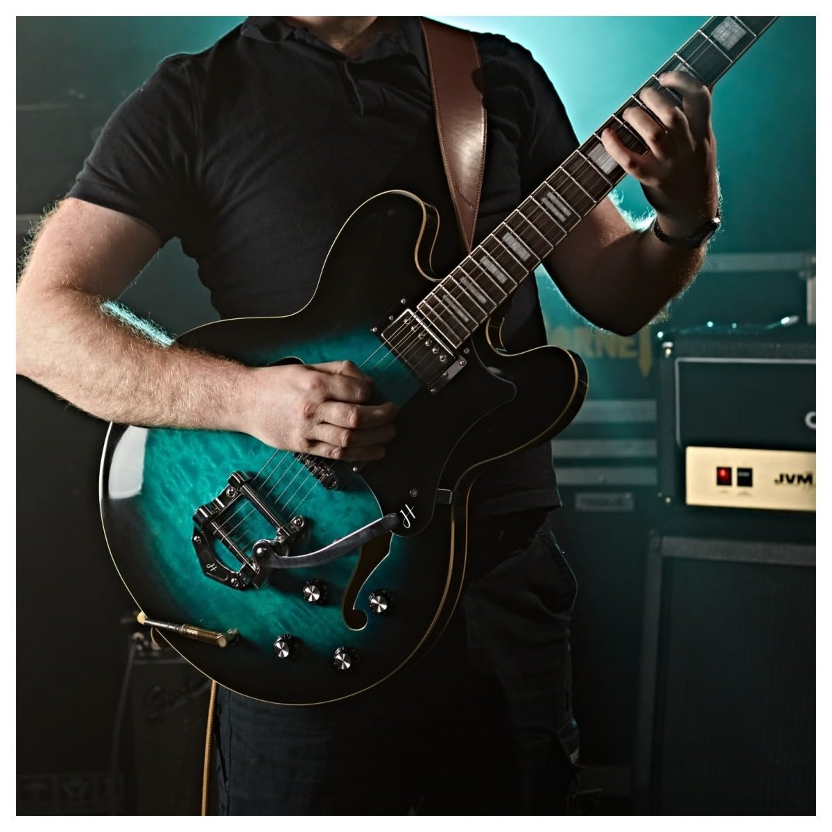 Hartwood Chitarra semiacustica Revival Legend TR, Tealburst | Toni Profondi e Risonanti dal Corpo in Tiglio, Braccio Tremolo Integrato per Vibrato Sfumato, Semi-Cavo, Tealburst