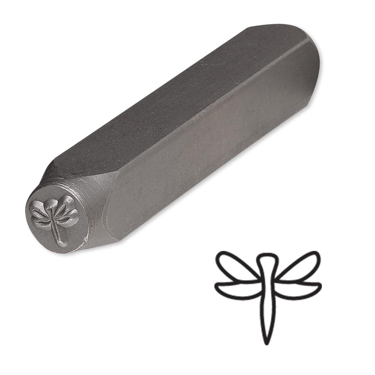 Steel Design Stamp Punch Tool to Embellish Metal, Plastic, Jewelry Blanks, Clay+ (Dragonfly 6x5mm)