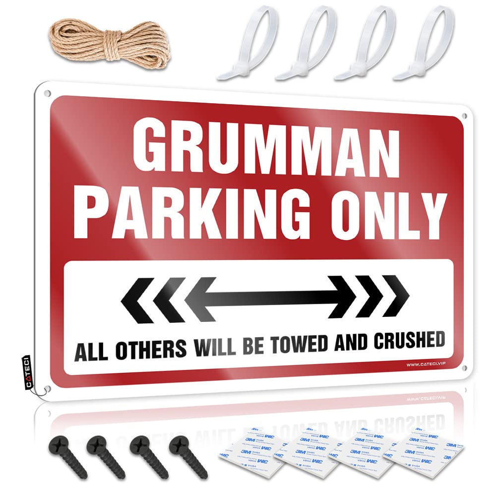 KRAZMURONGD Whiskey Signs For Home Bar Sign Decor Grumman Parking Only Tin Sign(30X40CM)