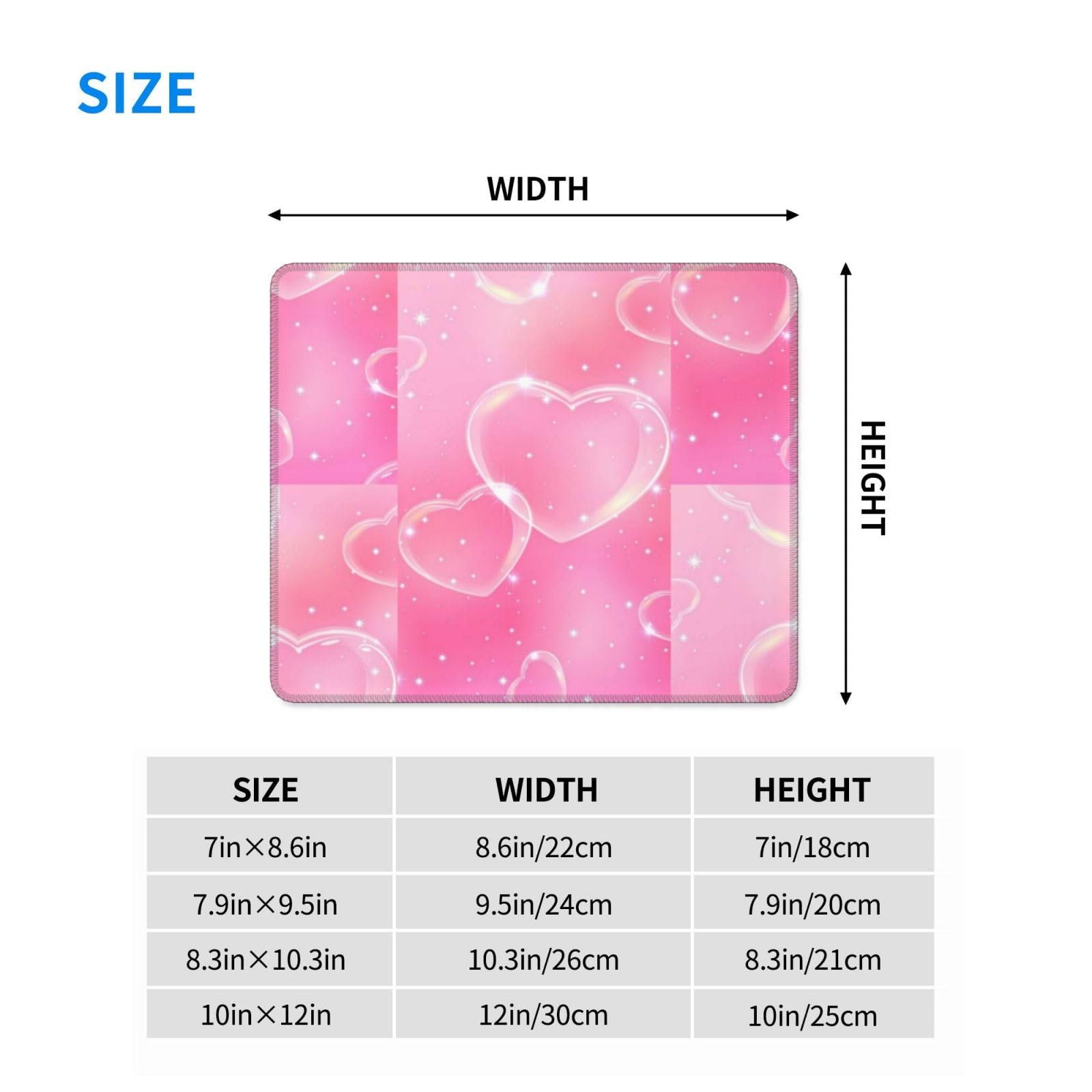 Tappetino Mouse Cuori Rosa Antiscivolo 25x30cm – Perfetto Per Ufficio, Casa O Gaming, Morbido E Resistente
