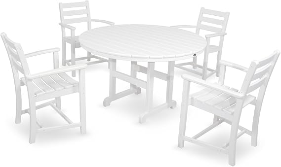 Trex Outdoor Furniture TXRT248CW Monterey Bay Round Dining Table, 48-Inch, Classic White
