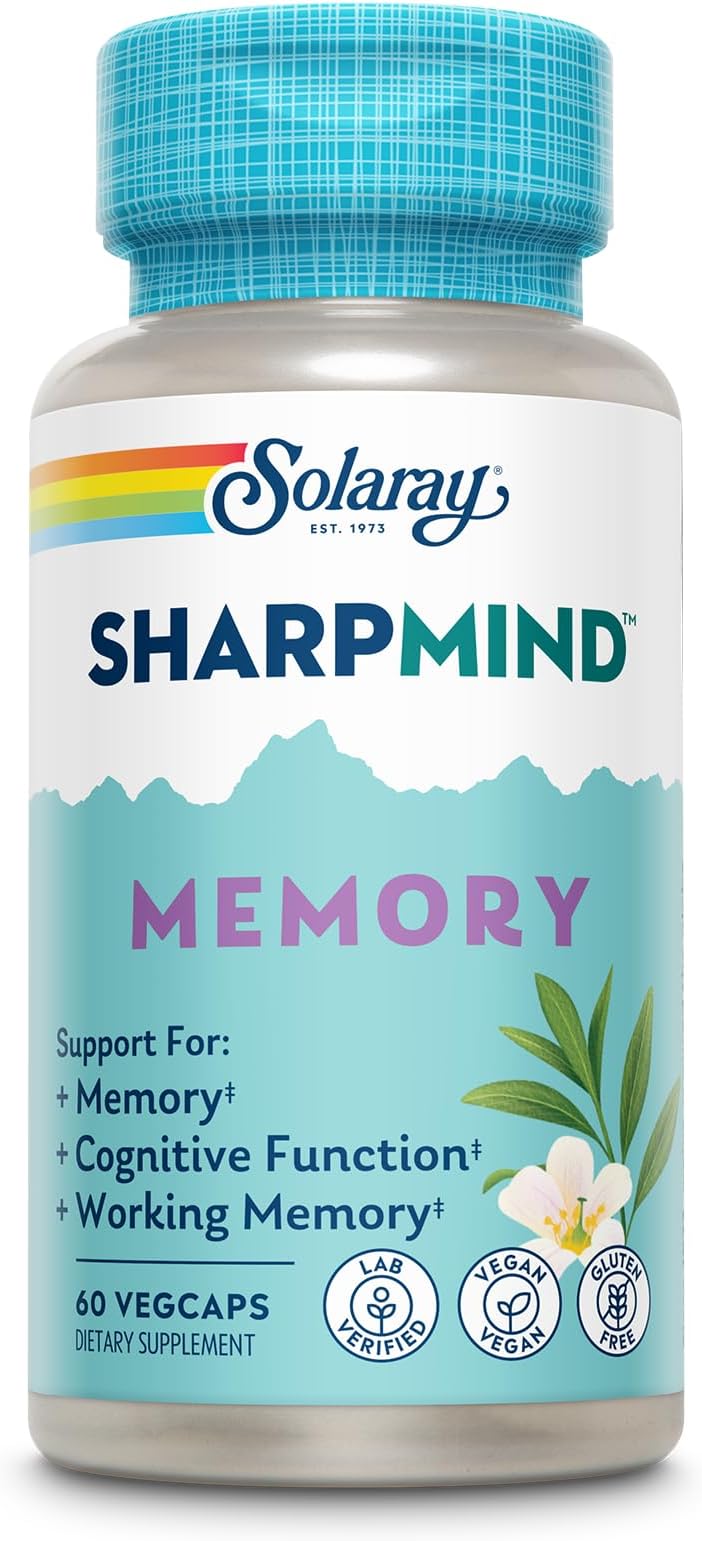 SharpMind Memory Formula - Brain Supplements for Memory and Focus - Cognivia, Gotu Kola & Chaga Mushroom Supplement - Ginkgo Biloba Alternative - 60-Day Guarantee - 30 Servings, 60 VegCaps