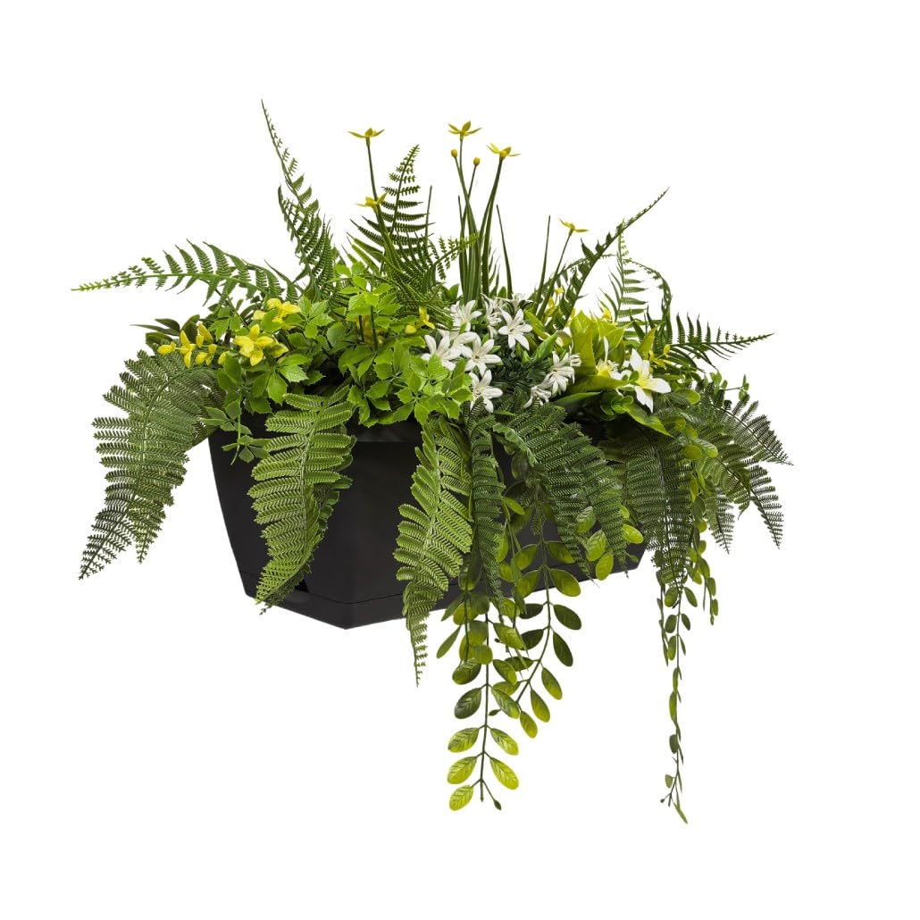 BONERVA Balconera Artificial para balcón Jardinera Colgante Floral con macetero 50x20 cm para Ventana y terraza Uso Exterior Resistente a la Intemperie Ideal viviendas y Locales sin Mantenimiento