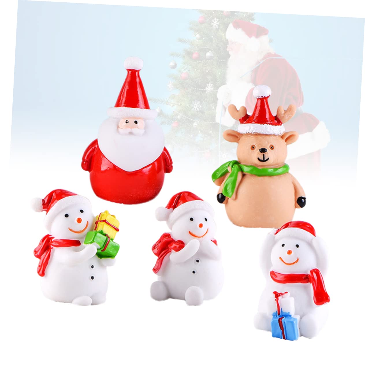 Kisangel 42 Piezas Muñeca De Resina Navidad para Niños Estatuilla De Muñeco De Nieve De Navidad Decoración De Casa De as De Mini Adornos De Papa Noel Accesorios Escritorio