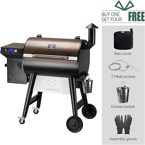 Miniatura 6 de Z GRILLS Parrilla de pellets de madera y ahumador, parrilla de barbacoa 8 en 1 para exteriores con controlador PID 2.1, área de cocción de 697 pies