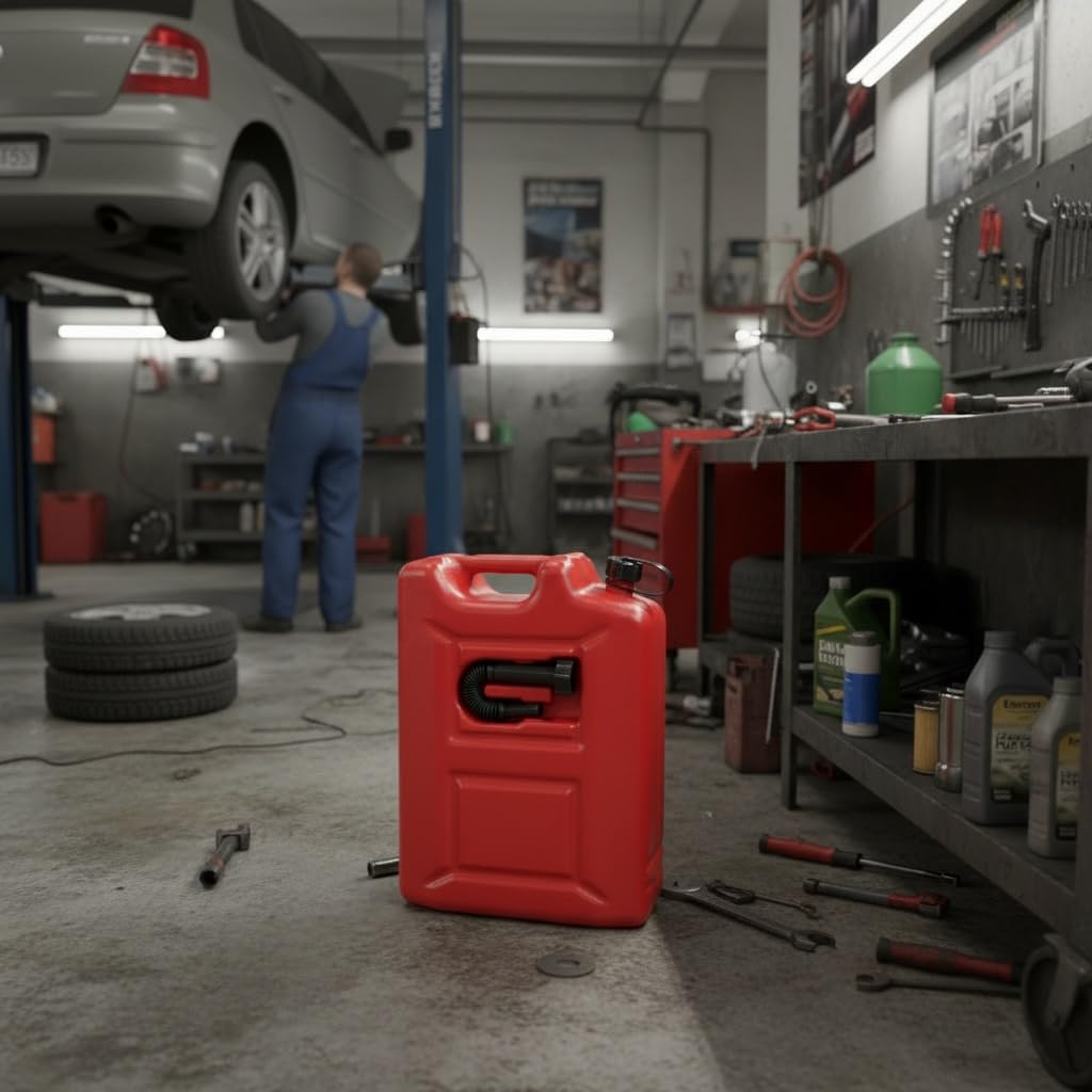 5x Benzinkanister 20L ROT Kunststoff Dieselkanister Reservekanister Kraftstoffkanister 20 Liter Kanister, Wasserkanister für Benzin Diesel Wasser AdBlue, 20-Liter-Kanister & Ausgießer Petrol Can, A