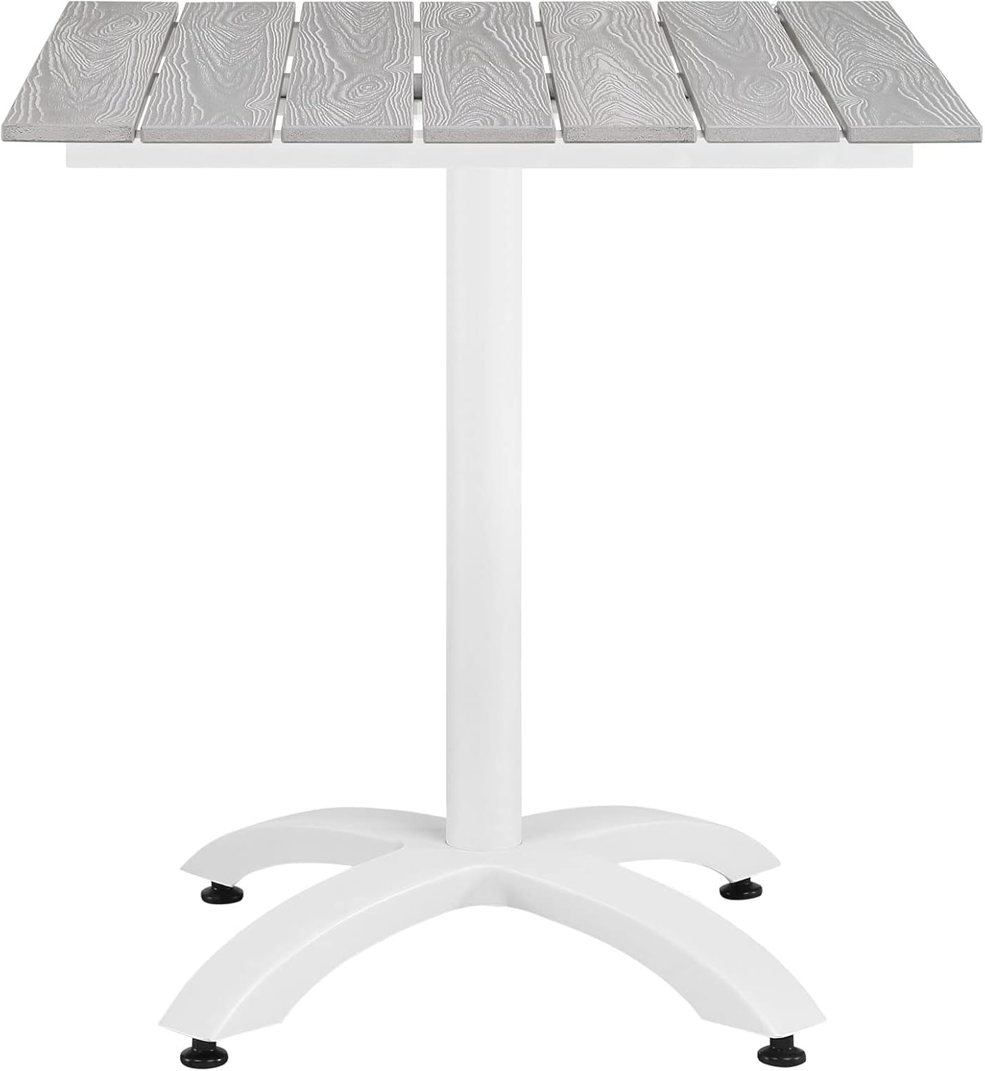 Modway Maine Aluminum Outdoor Patio 28" Dining Table in White Light Gray