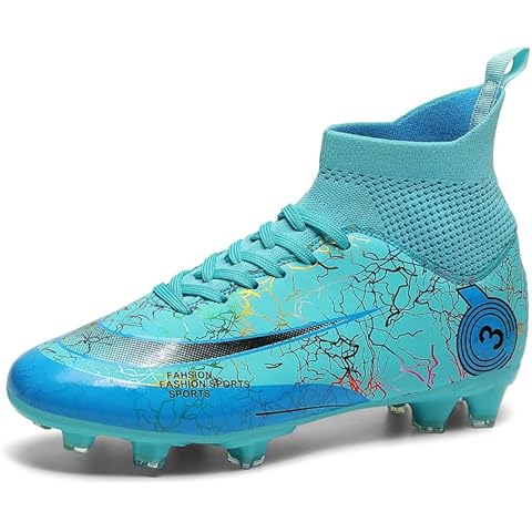 Kaowee Men's Soccer Shoes Fg/Ag High-Top Football Boots Cleats Professional Breathable Athletic Football Training Sneakers for Outdoor Indoor Cover
