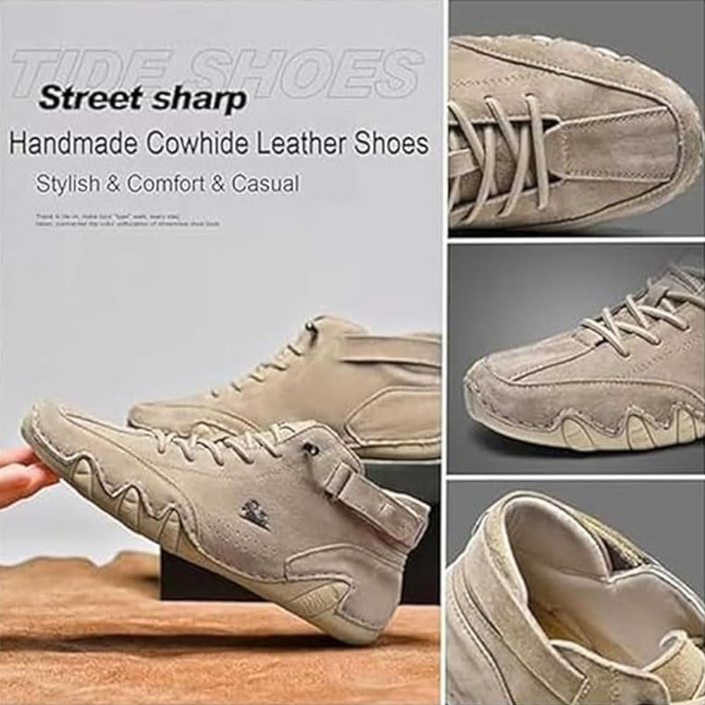 Men's Suede High Top Ankle Chukka Boots, Unisex Waterproof & Breathable Orthopedic Shoes, Lightweight Handmade Leather Non Slip Walking and Hiking Zapatos Sneakers