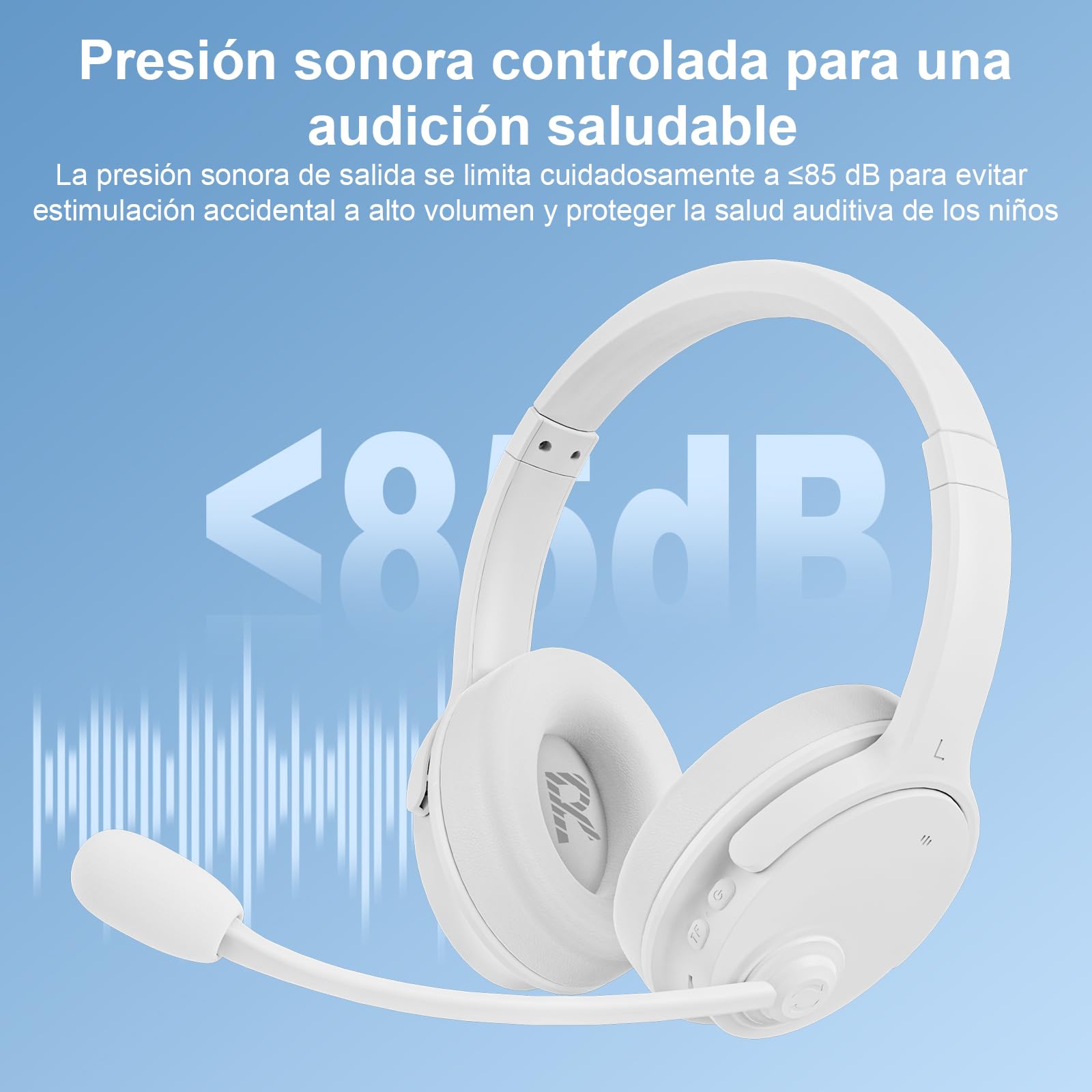 Auriculares Memory Learning, Bluetooth 5.3 con Eco Tiempo Real para Lectura, Entrenamiento de Idiomas & Aprendizaje Multisensorial, 20H Batería, Cascos Over-Ear Sin Latencia para Apoyo Educativo