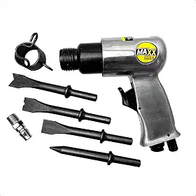 Martelete Pneumático MXT-1510R Maxx Tools 150mm 3500IPM 6,2Bar com 4 Punhos Cinzeis Inclusos Encaixe Redondo