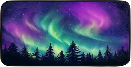 Tapete de cocina con aurora, antideslizante, absorbente, para entrada, baño, garaje, decoración del hogar, interior y exterior, 39 x 20 pulgadas