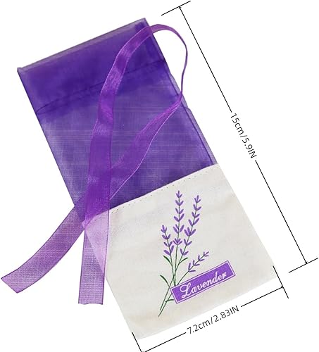 Miniatura 2 de Sachet - Bolsas vacías de malla de lavanda, bolsas de lino y organza de gasa para lavanda, especias y hierbas (12 bolsas de cordón morado)