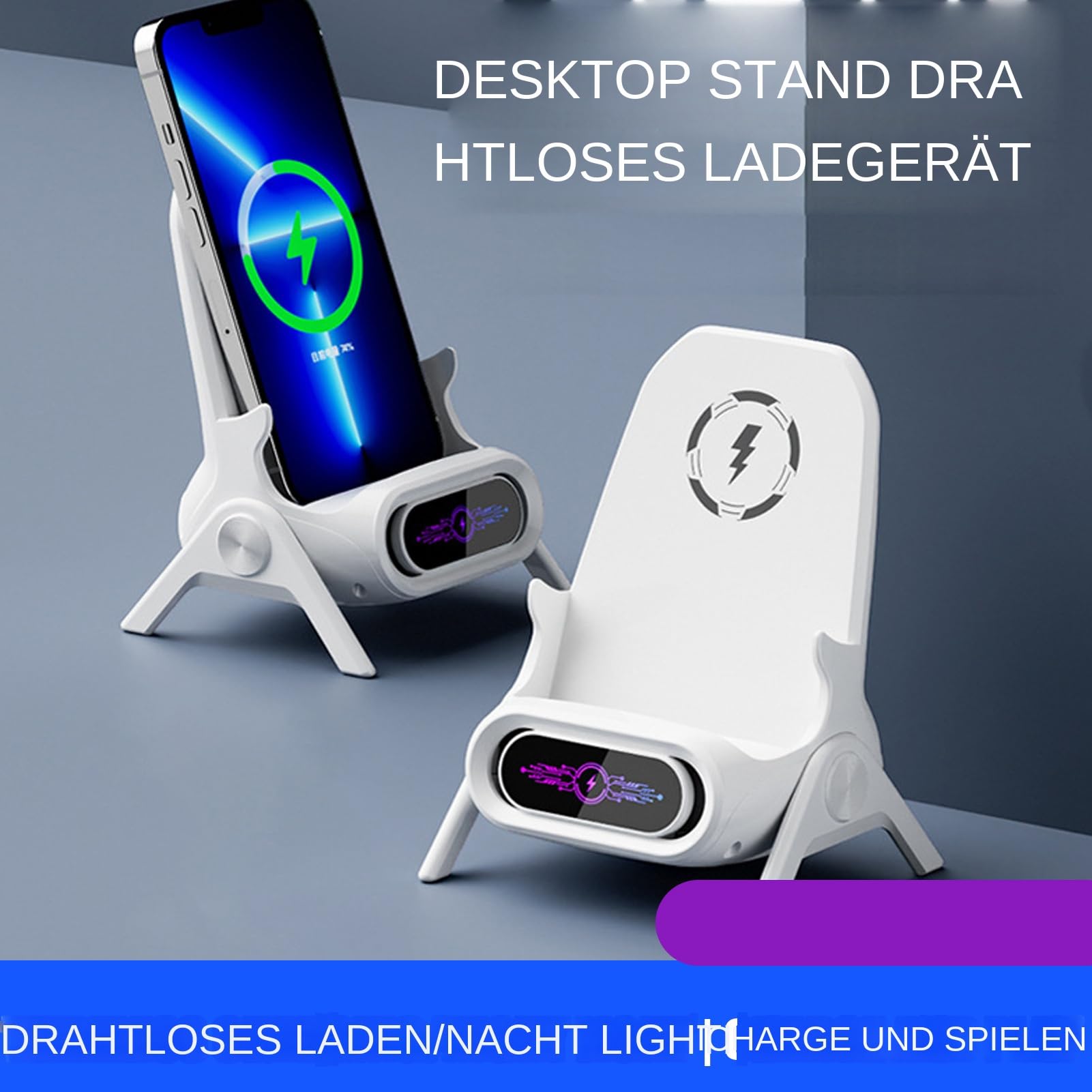 Cargador inalámbrico | Soporte para teléfono móvil para mesa, cargador rápido de 15 W para tabletas con soporte magnético, soporte en diseño de sillón para escritorio y tocador