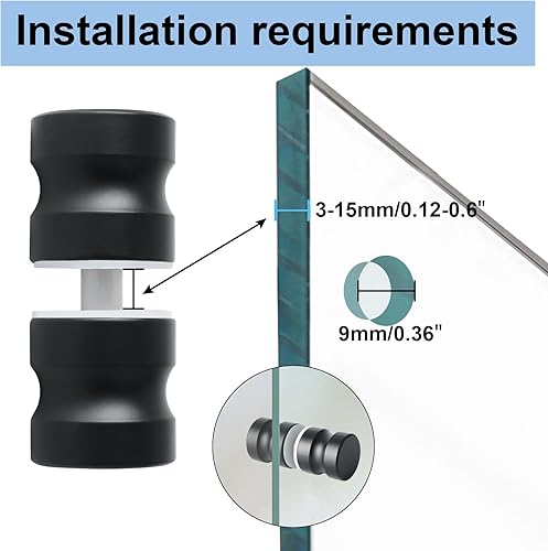 Miniatura 9 de Alise Manija de puerta de vidrio para ducha, perilla de puertas corredizas de ducha, piezas de repuesto de hardware de tracción trasera a espalda,