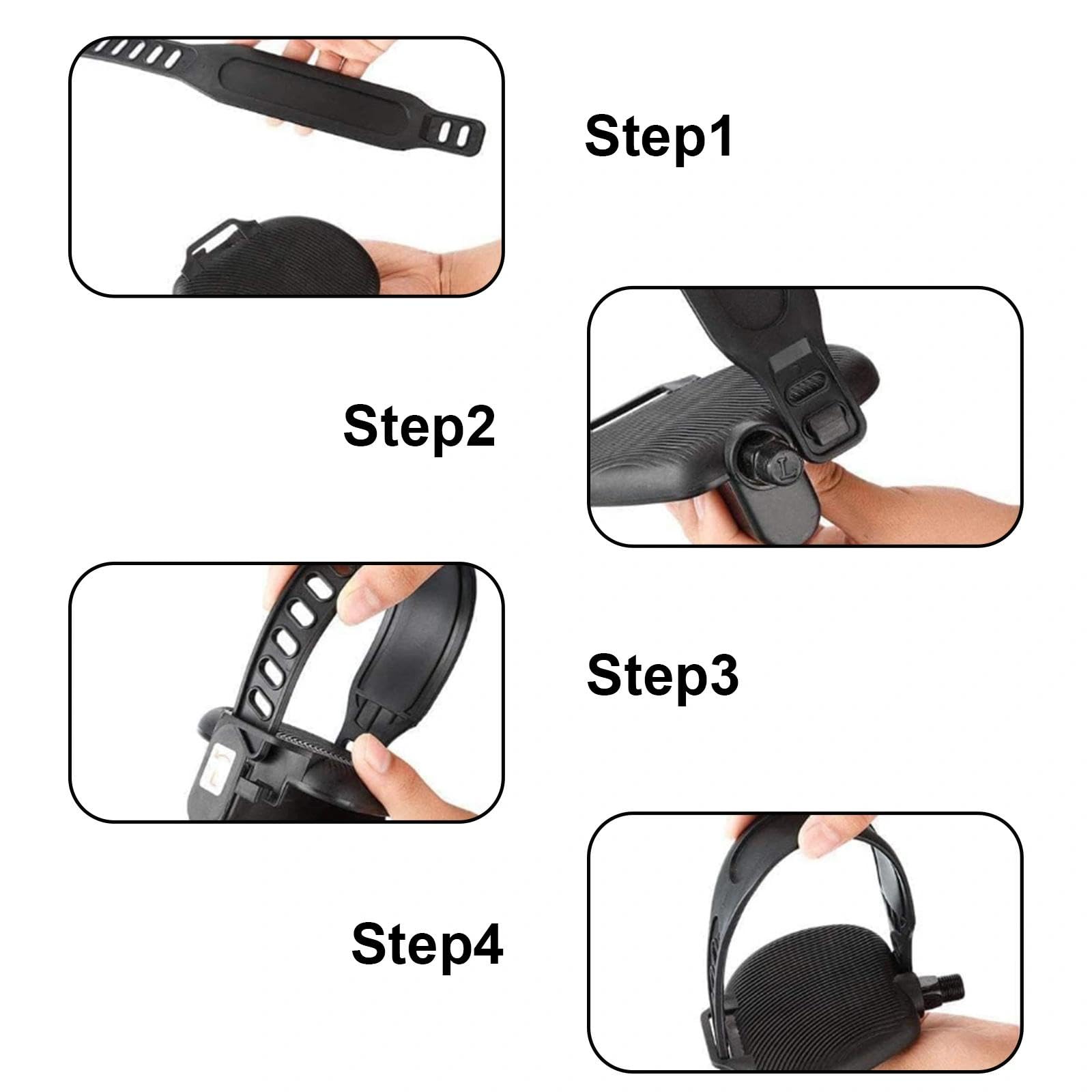 Cyclette, cinghie a pedale con nastro riflettente, universale, per cyclette, lunghezza regolabile, per la maggior parte dei pedali della bicicletta, ciclo di bicicletta