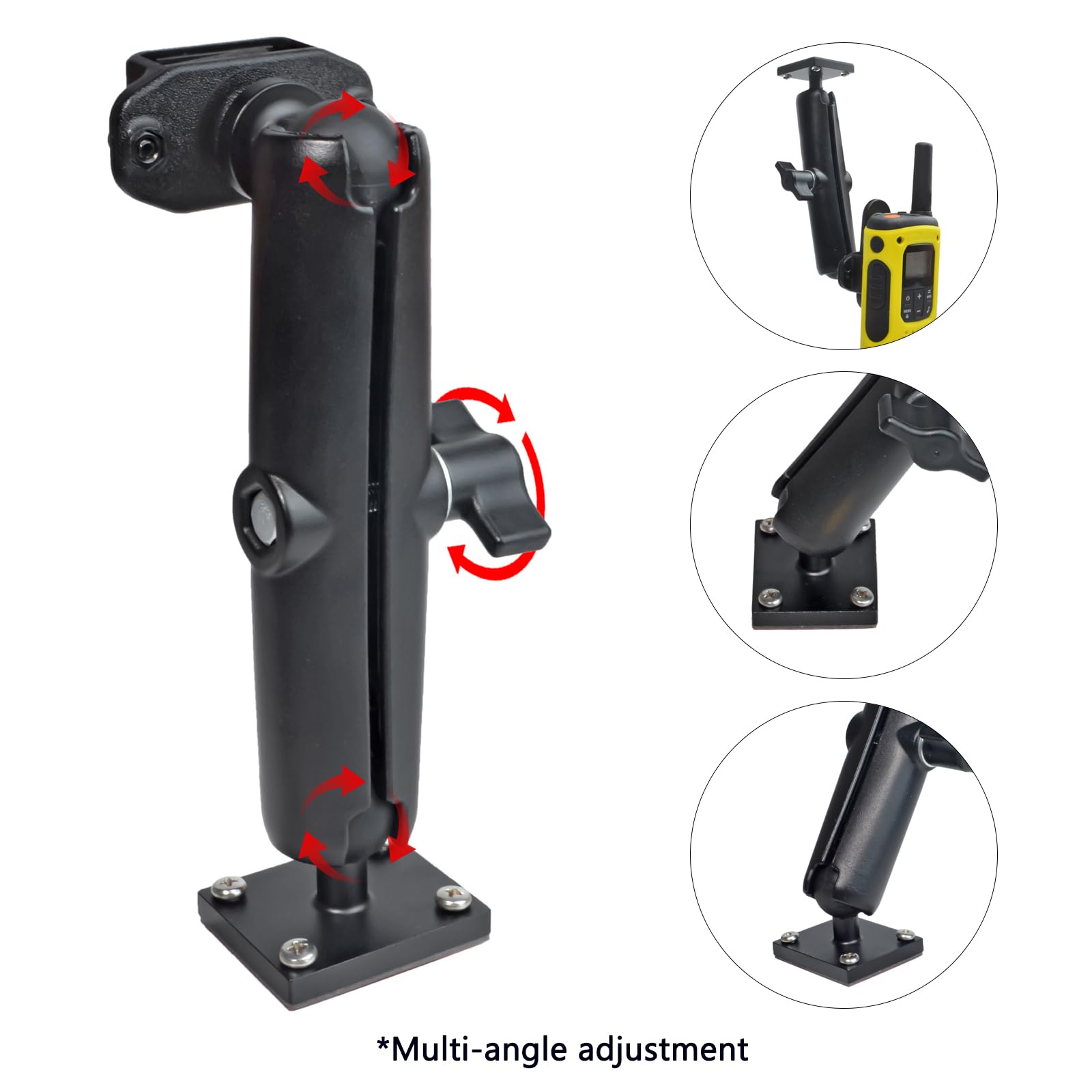 Soporte para Walkie-Talkie/Altavoz Micrófono, Porta Radio con Montaje para Coche/Camión/Oficina/Pared, Compatible con Motorola Kenwood Midland BaoFeng Quansheng