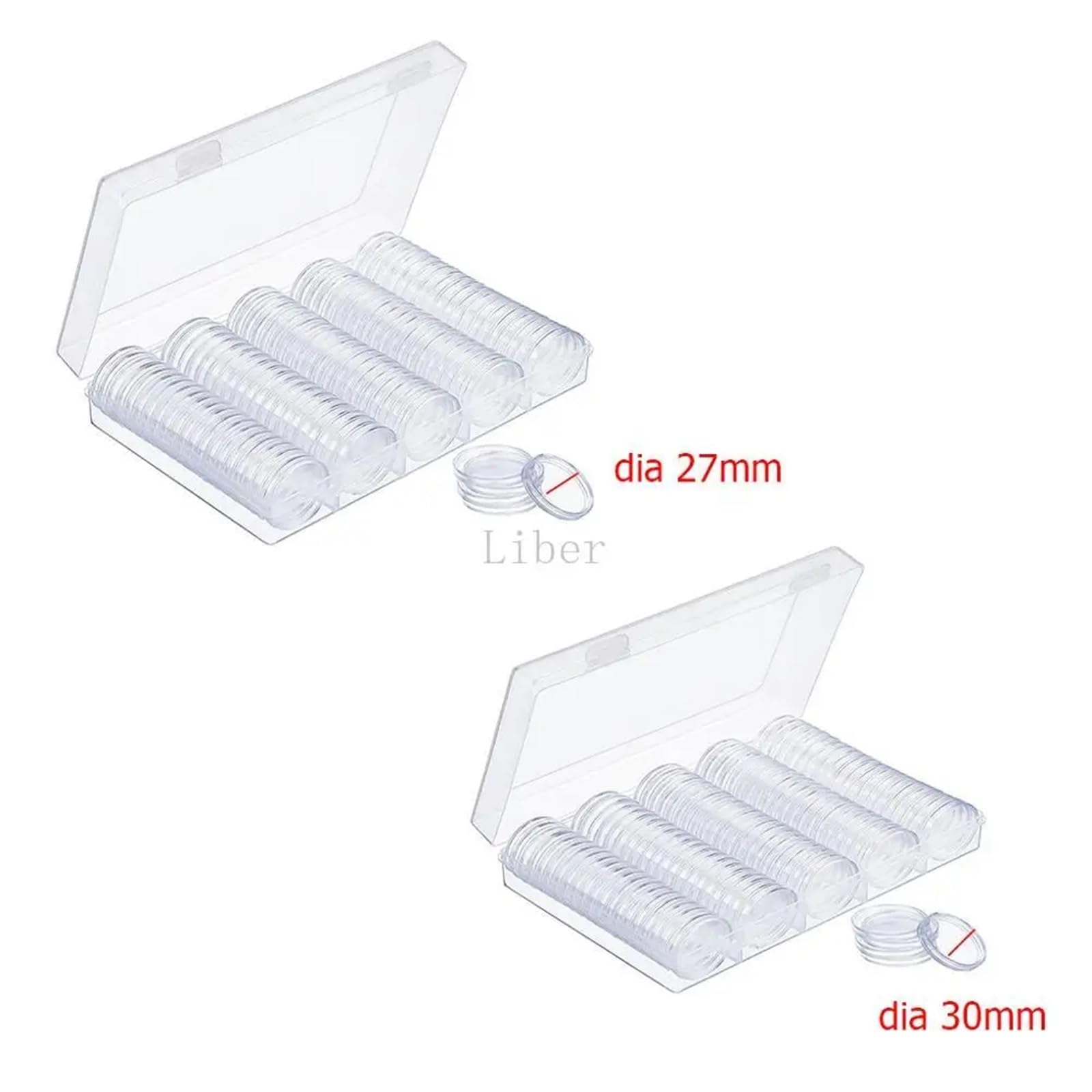 Portamonete in argento trasparente, 200 pezzi, 27 mm, 30 mm, per monete commemorative (27 mm)